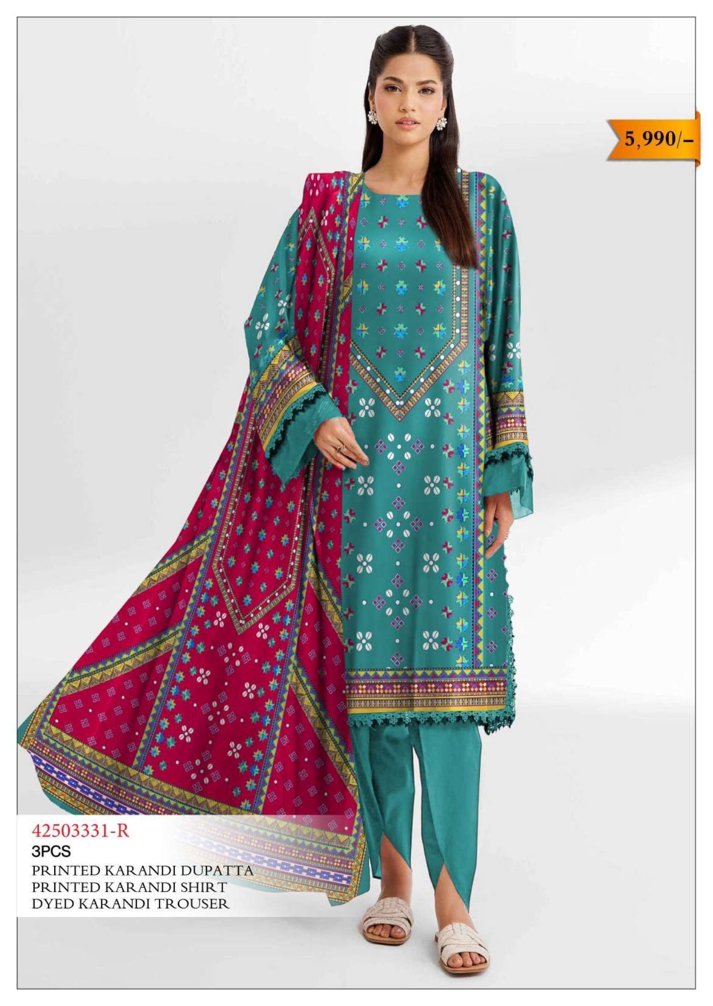 Nishat Karandi Print 3PC | 42503331-R