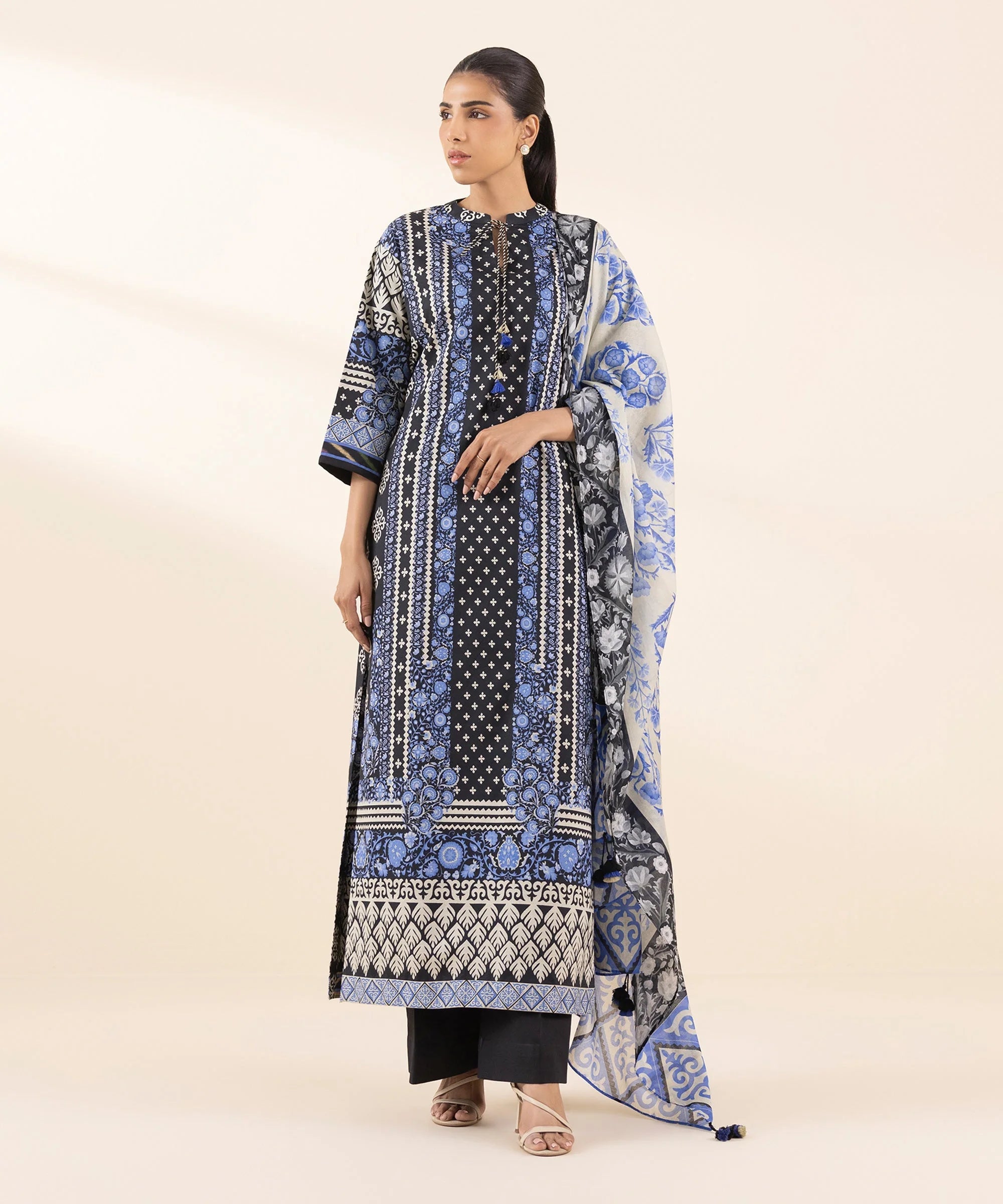 Sapphire Linen Print 3PC Gokce