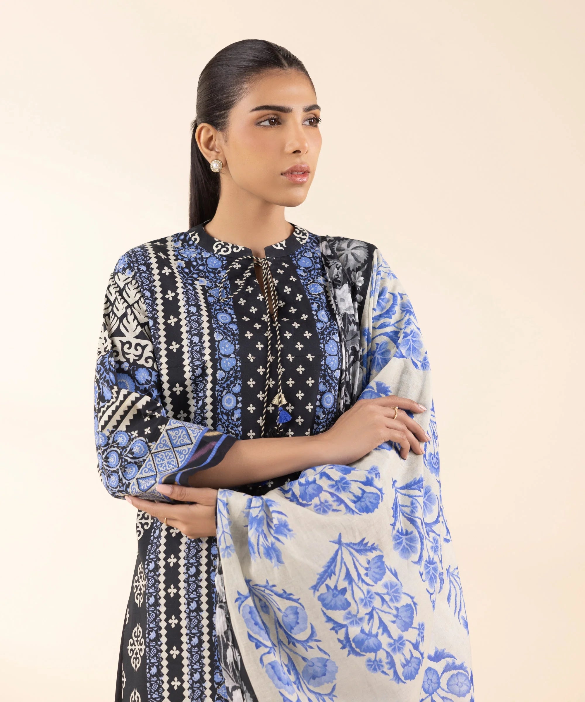 Sapphire Linen Print 3PC Gokce