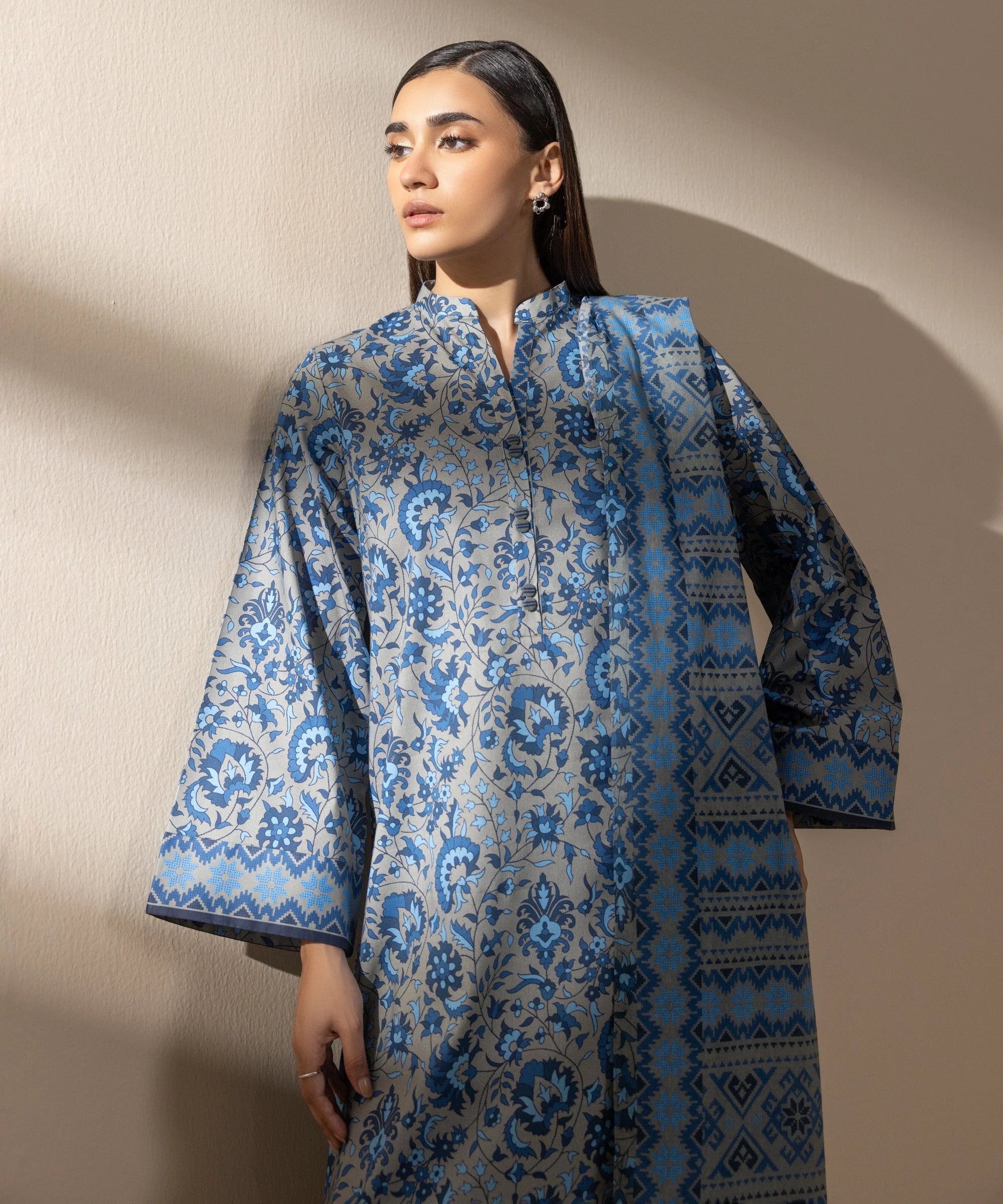 Sapphire Linen Print 3PC Elvan