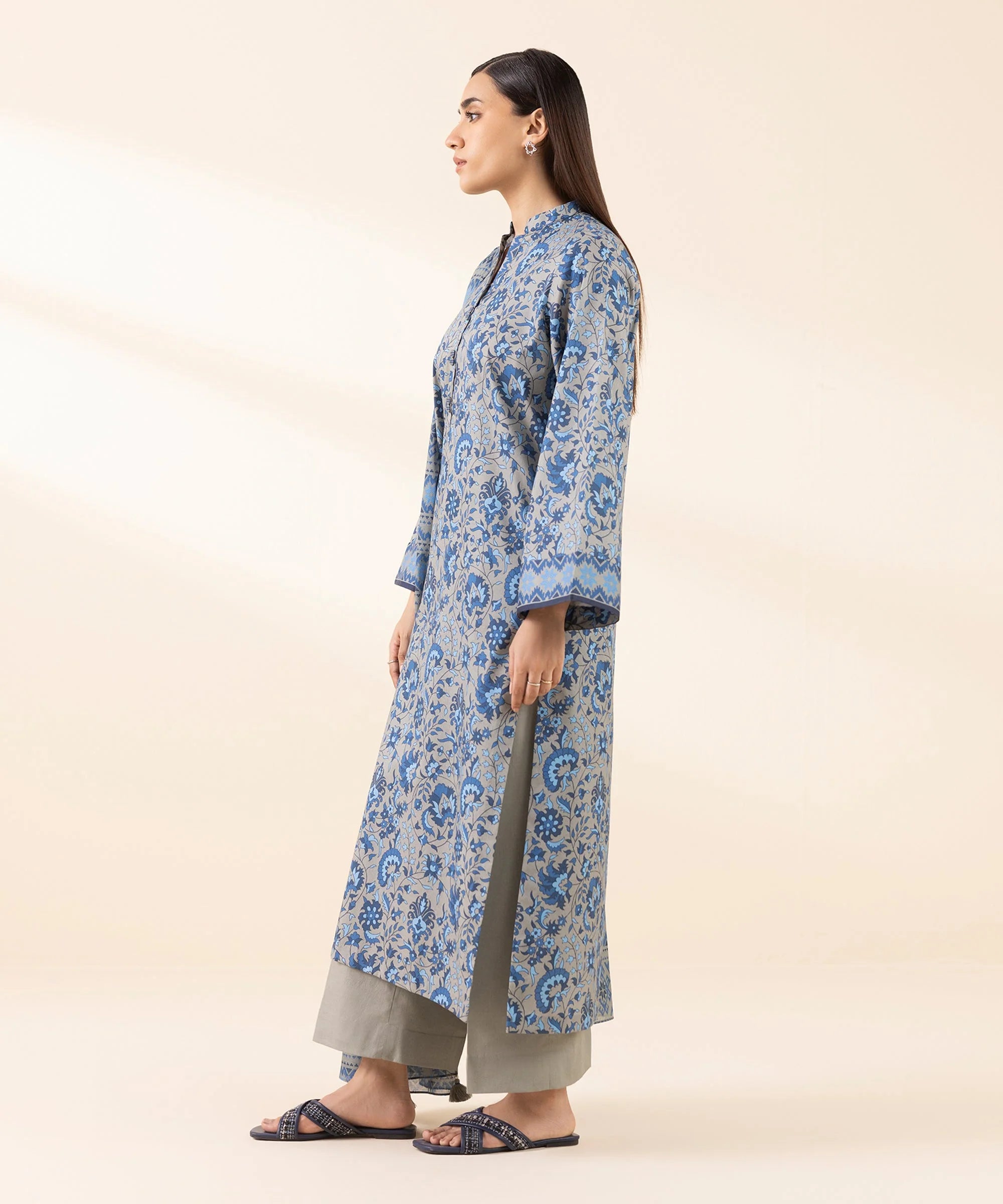 Sapphire Linen Print 3PC Elvan