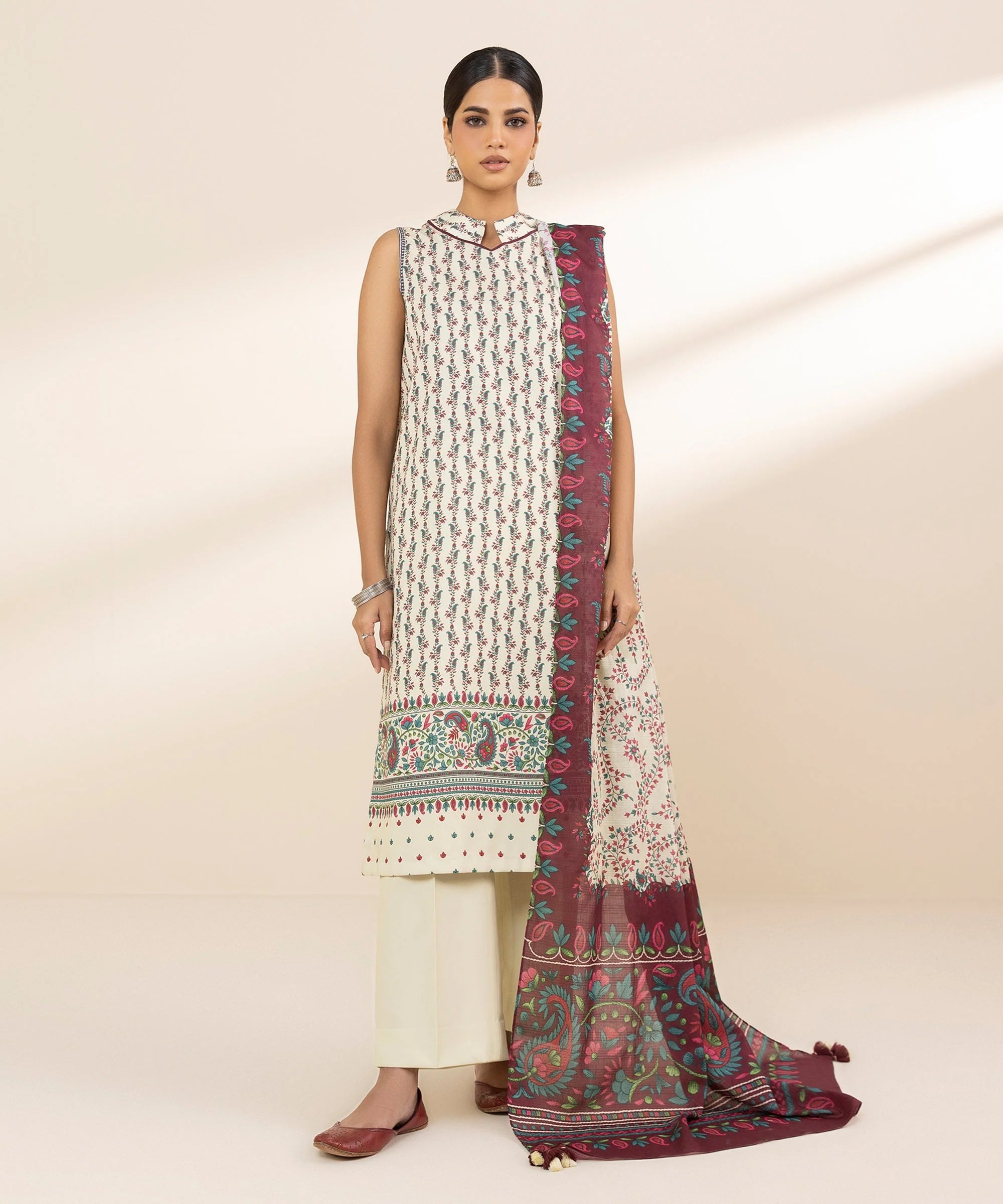 Sapphire Linen Print 3PC Nazli