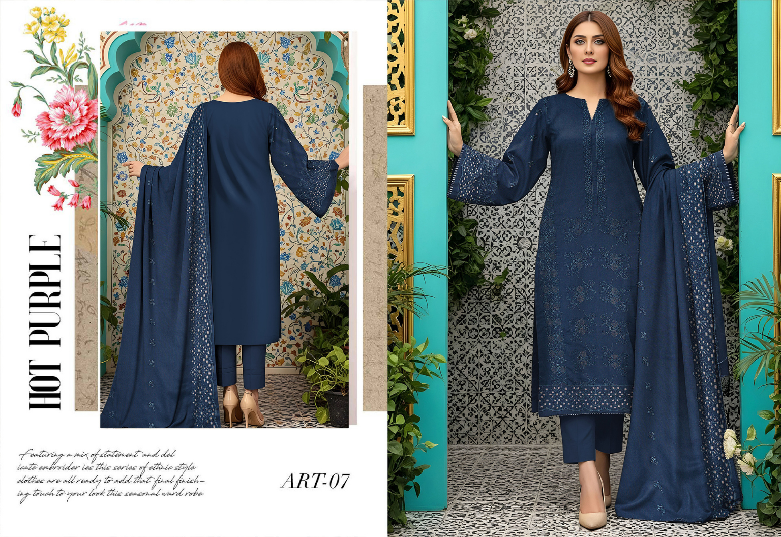 MUNARQ BY NISHA EMB PEACH 3PC