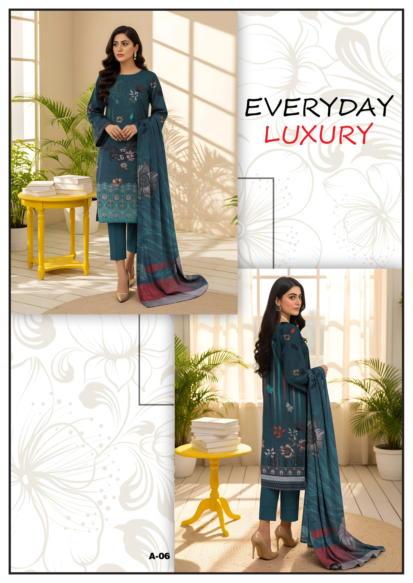 Bareeze Viscous Embroidery Print 3PC | A-6