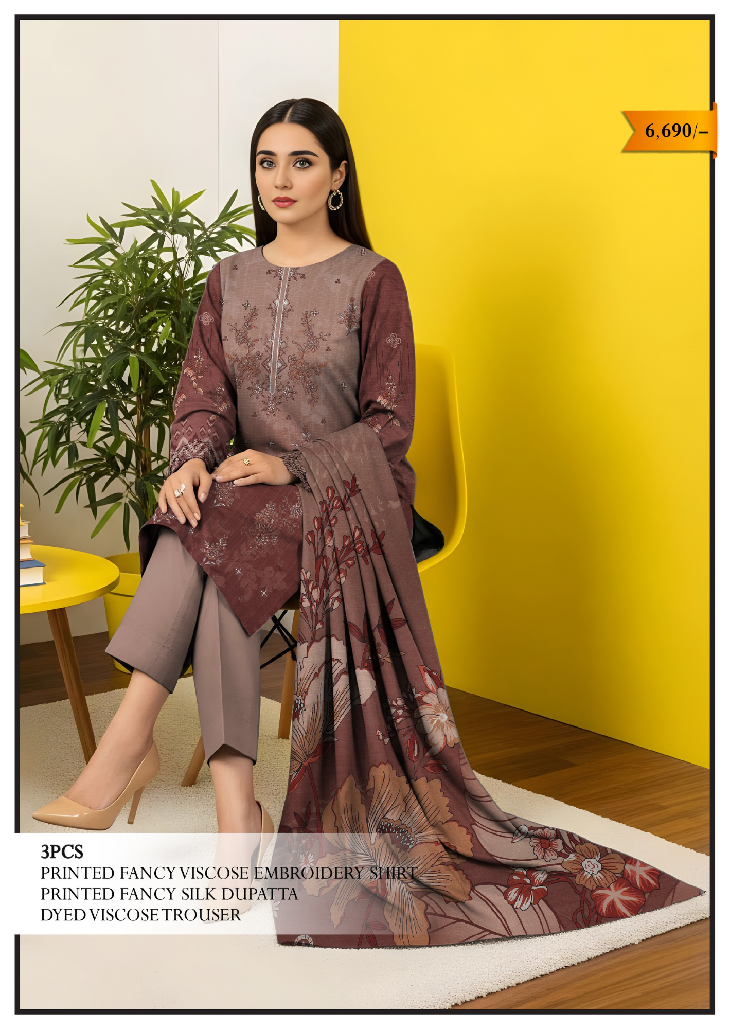Nishaa Fancy Viscose Embroidery 3PC | A-7