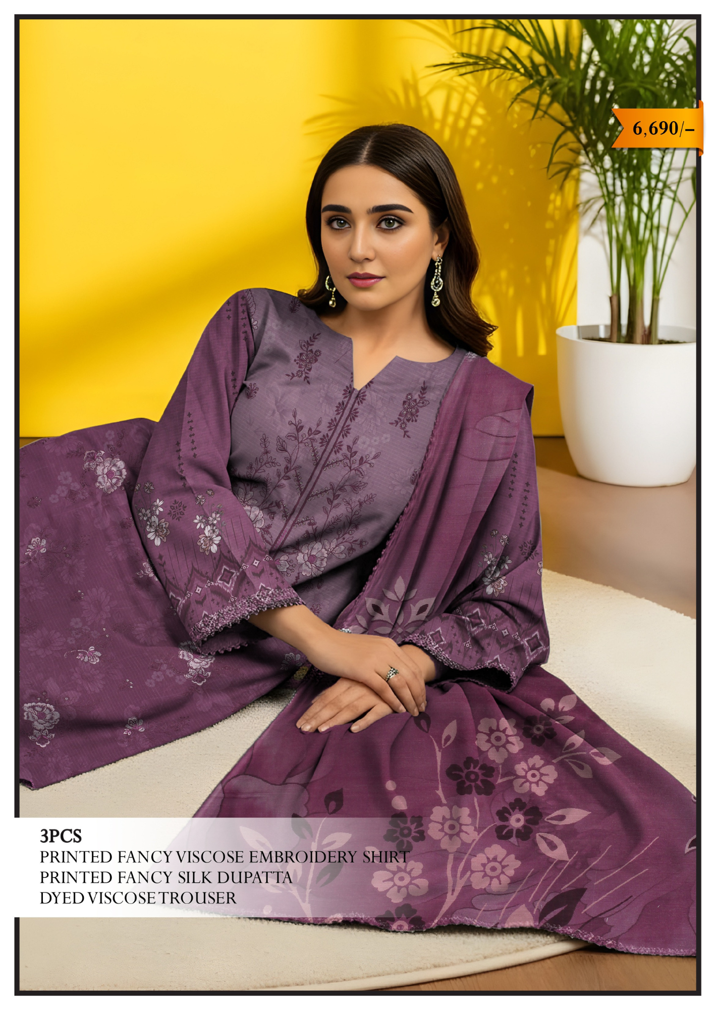 Nishaa Fancy Viscose Embroidery 3PC | A-8