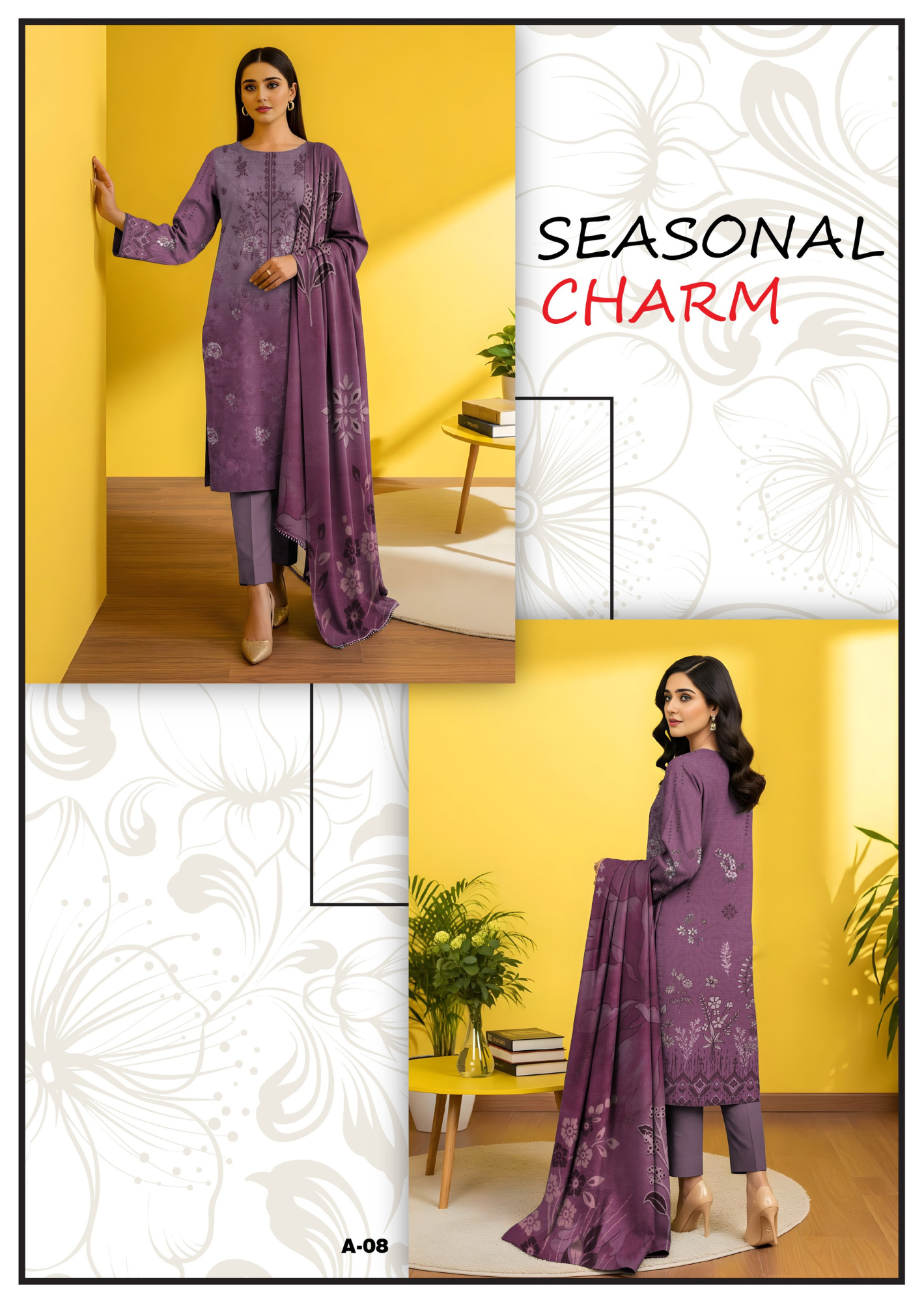 Nishaa Fancy Viscose Embroidery 3PC | A-8