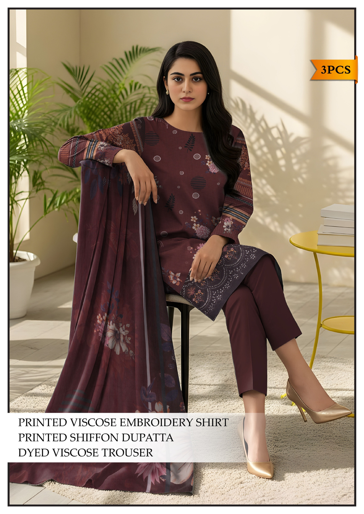 Bareeze Viscous Embroidery Print 3PC | A-9