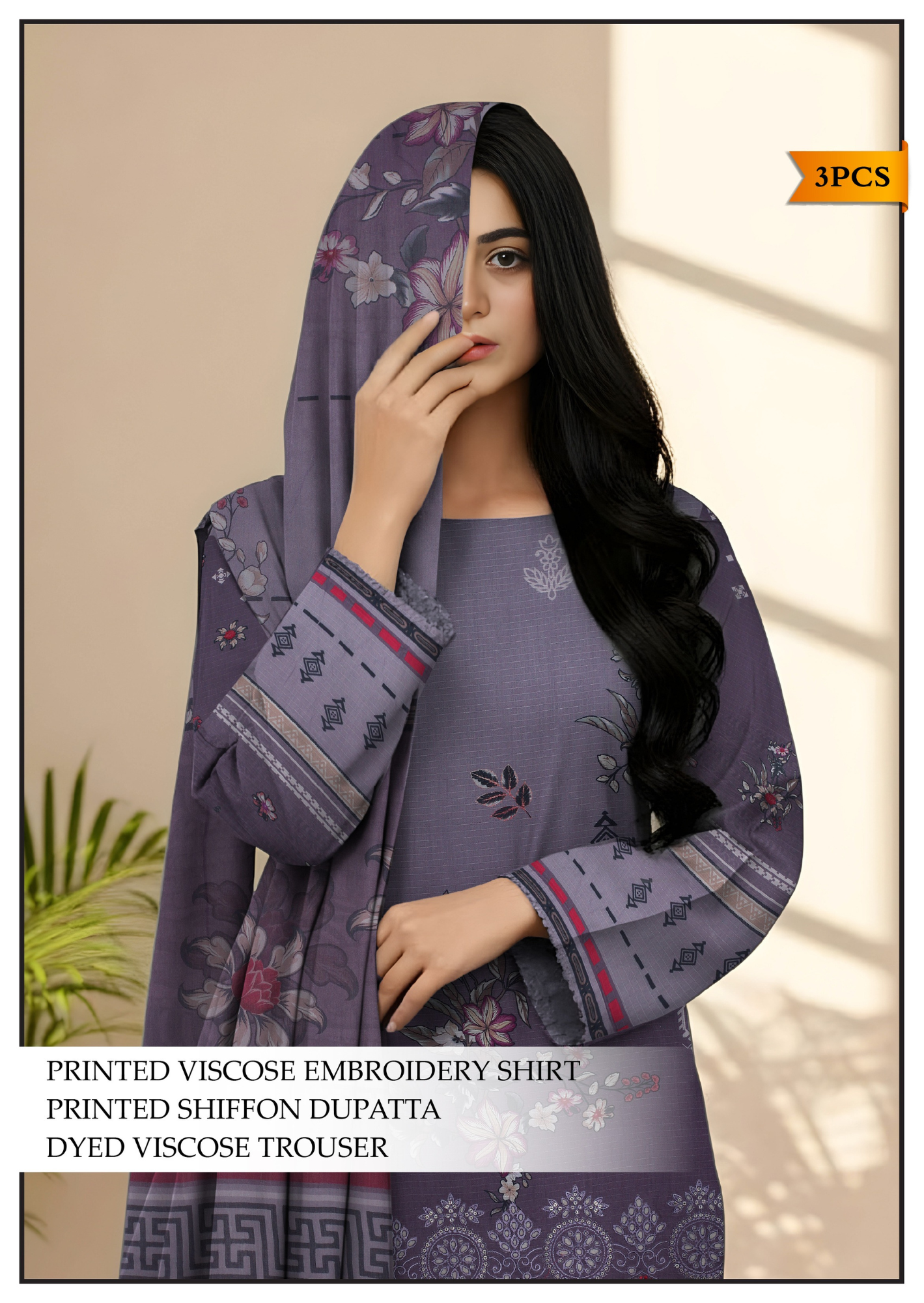 Bareeze Viscous Embroidery Print 3PC | A-10