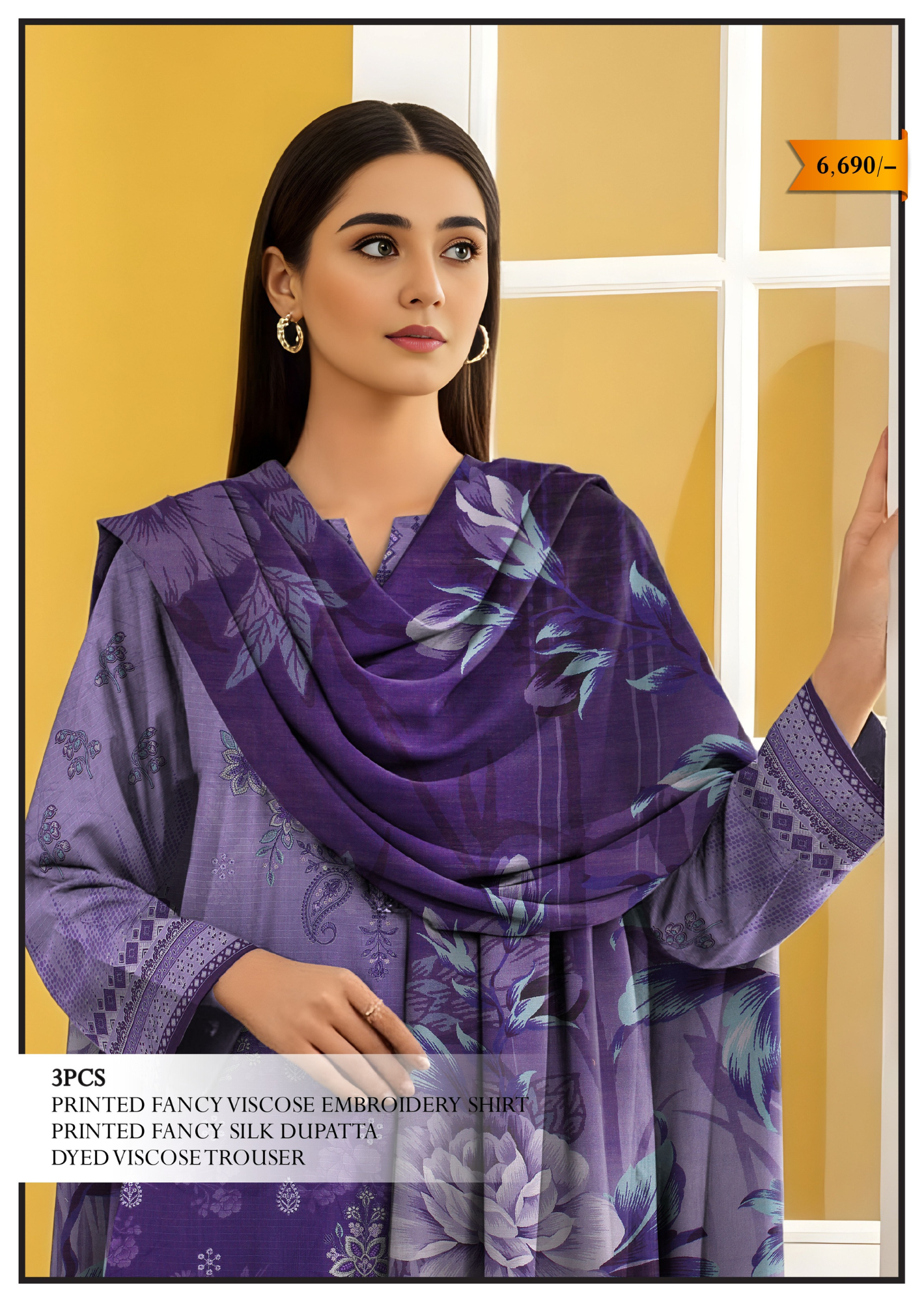 Nishaa Fancy Viscose Embroidery 3PC | A-10