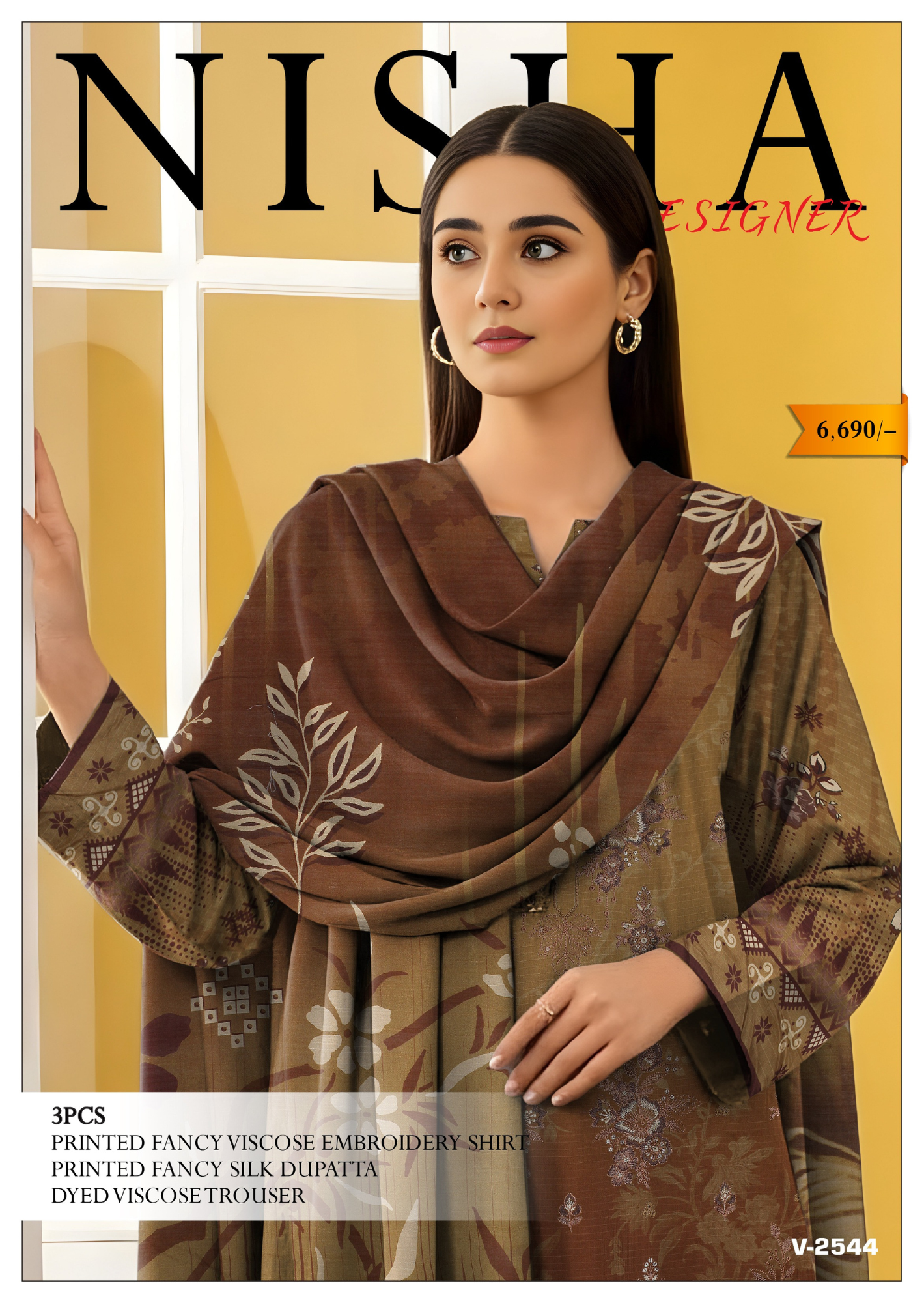 Nishaa Fancy Viscose Embroidery 3PC | A-1