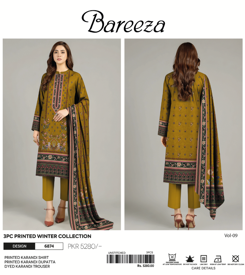 BAREEZA PRINTED KARANDI 3PC