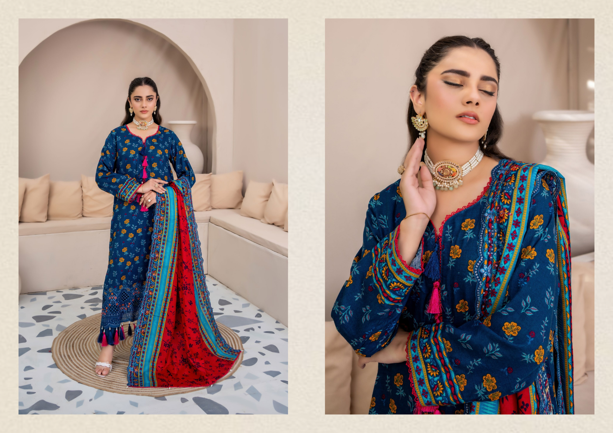 ZESH PRINTED EMB KHADDAR 3PC