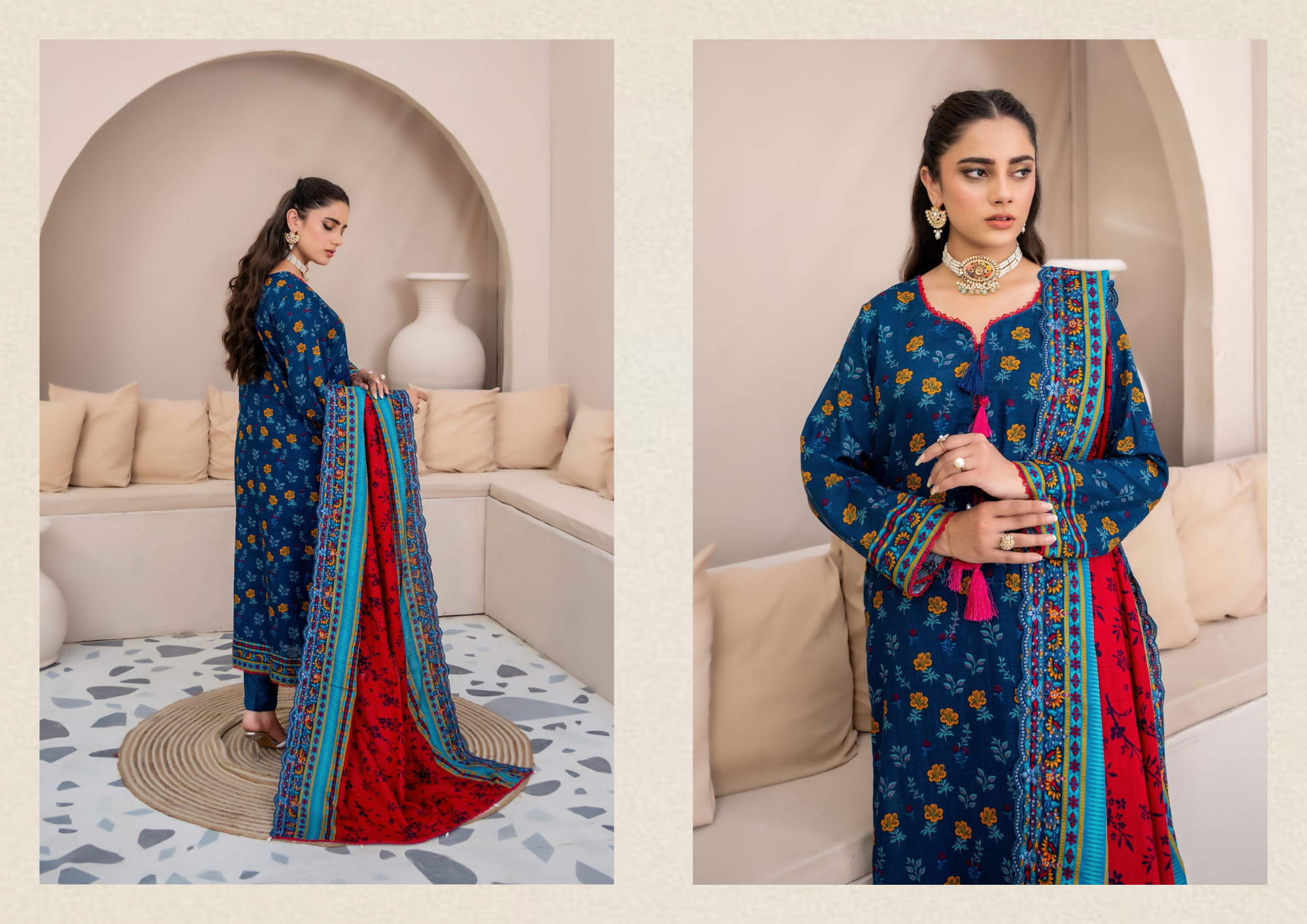 ZESH PRINTED EMB KHADDAR 3PC