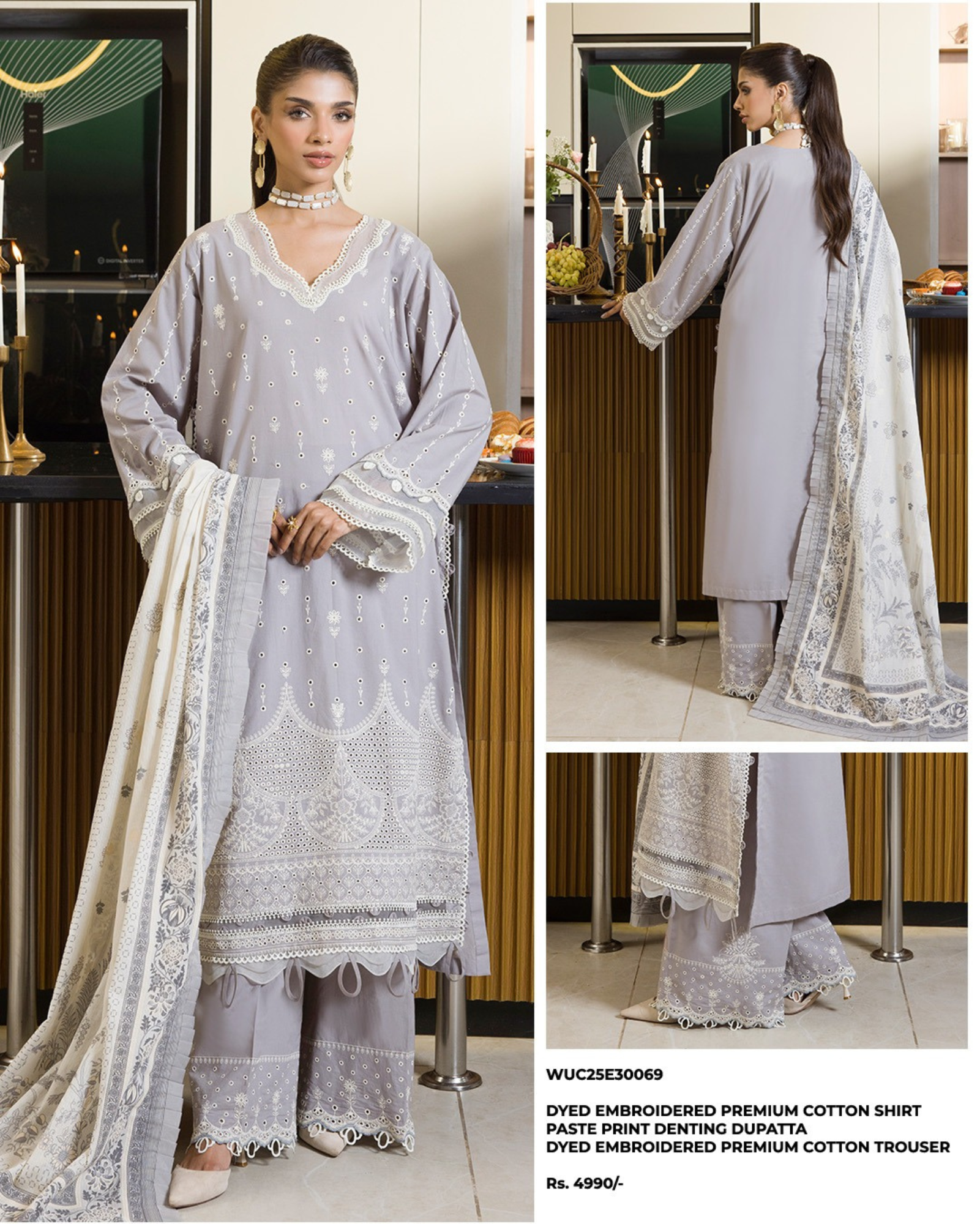 ZELLBURY CHIKANKARI EMB 3PC