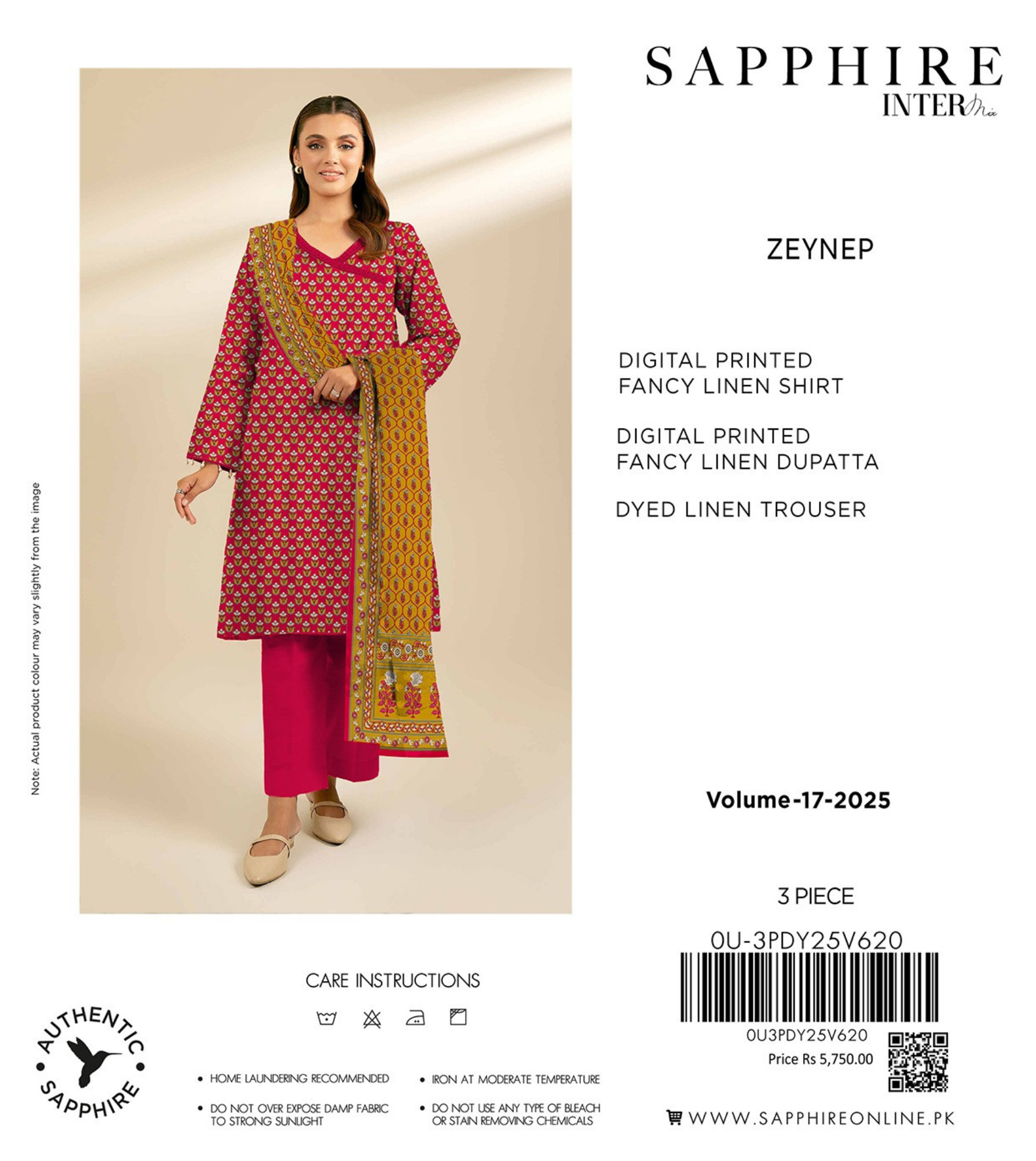 Sapphire Intermix Fancy Print Linen 3PC | Zeynep