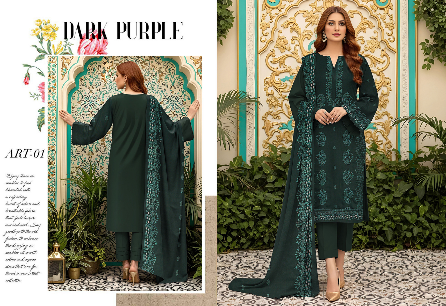 MUNARQ BY NISHA EMB PEACH 3PC