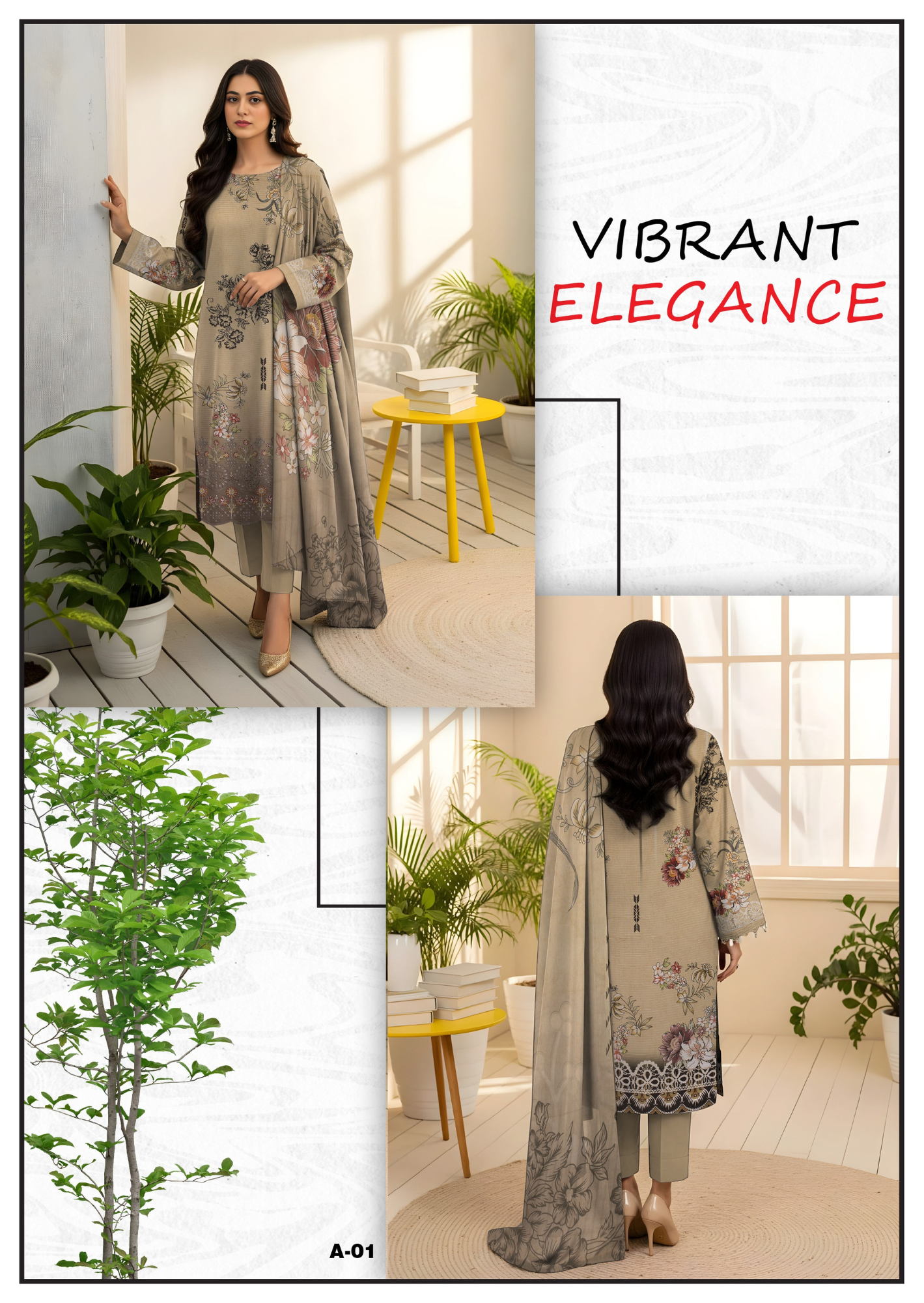 Bareeze Viscous Embroidery Print 3PC | A-1