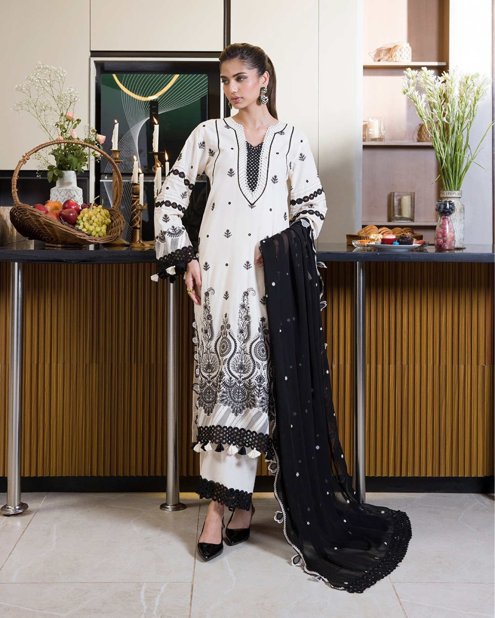 ZELLBURY CHIKANKARI EMB 3PC