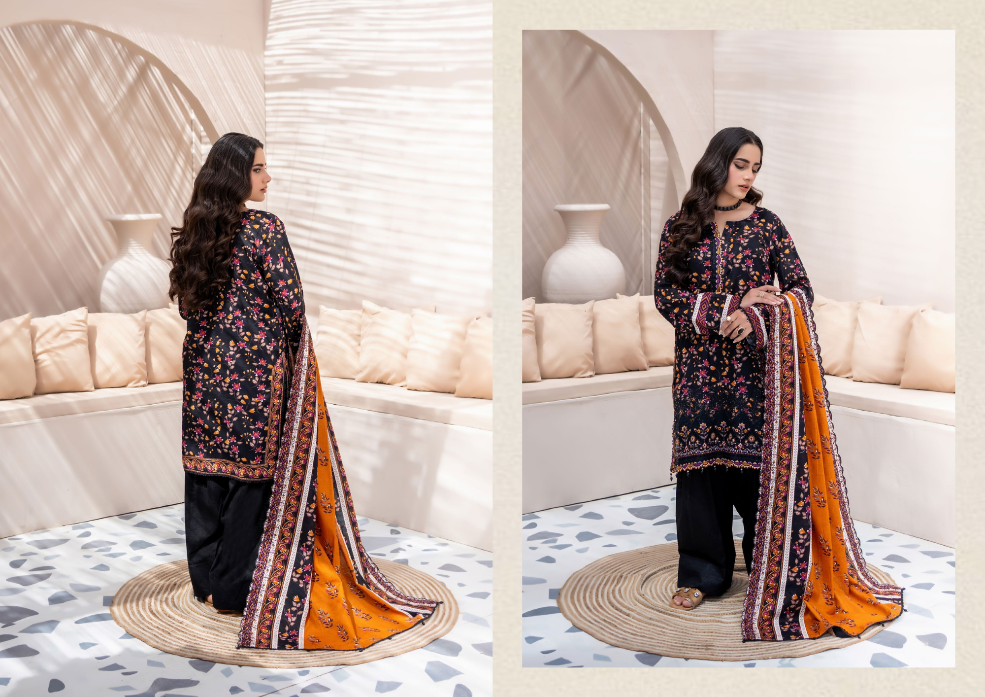 ZESH P[RINTED EMB KHADDAR 3PC