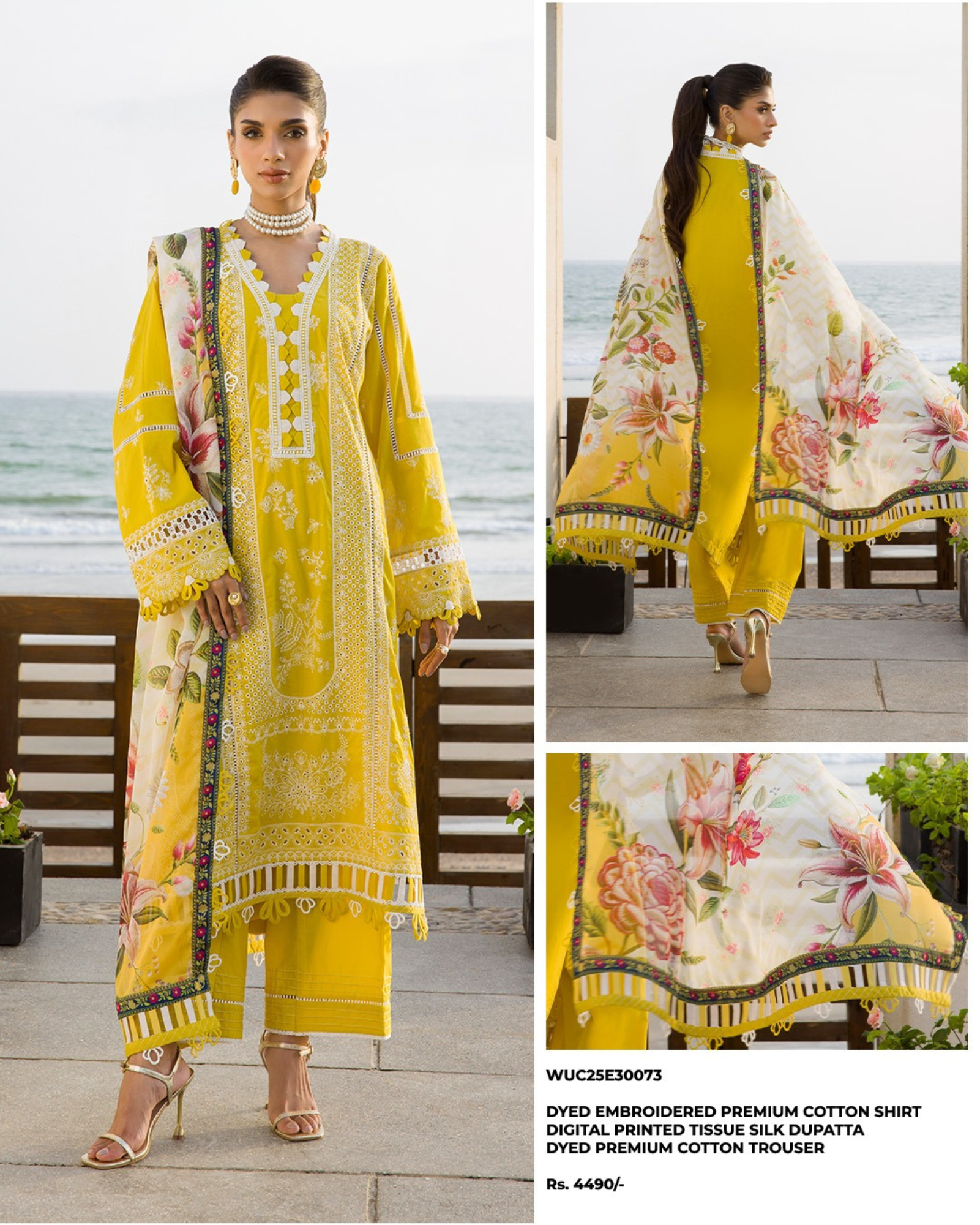 ZELLBURY CHIKANKARI EMB 3PC