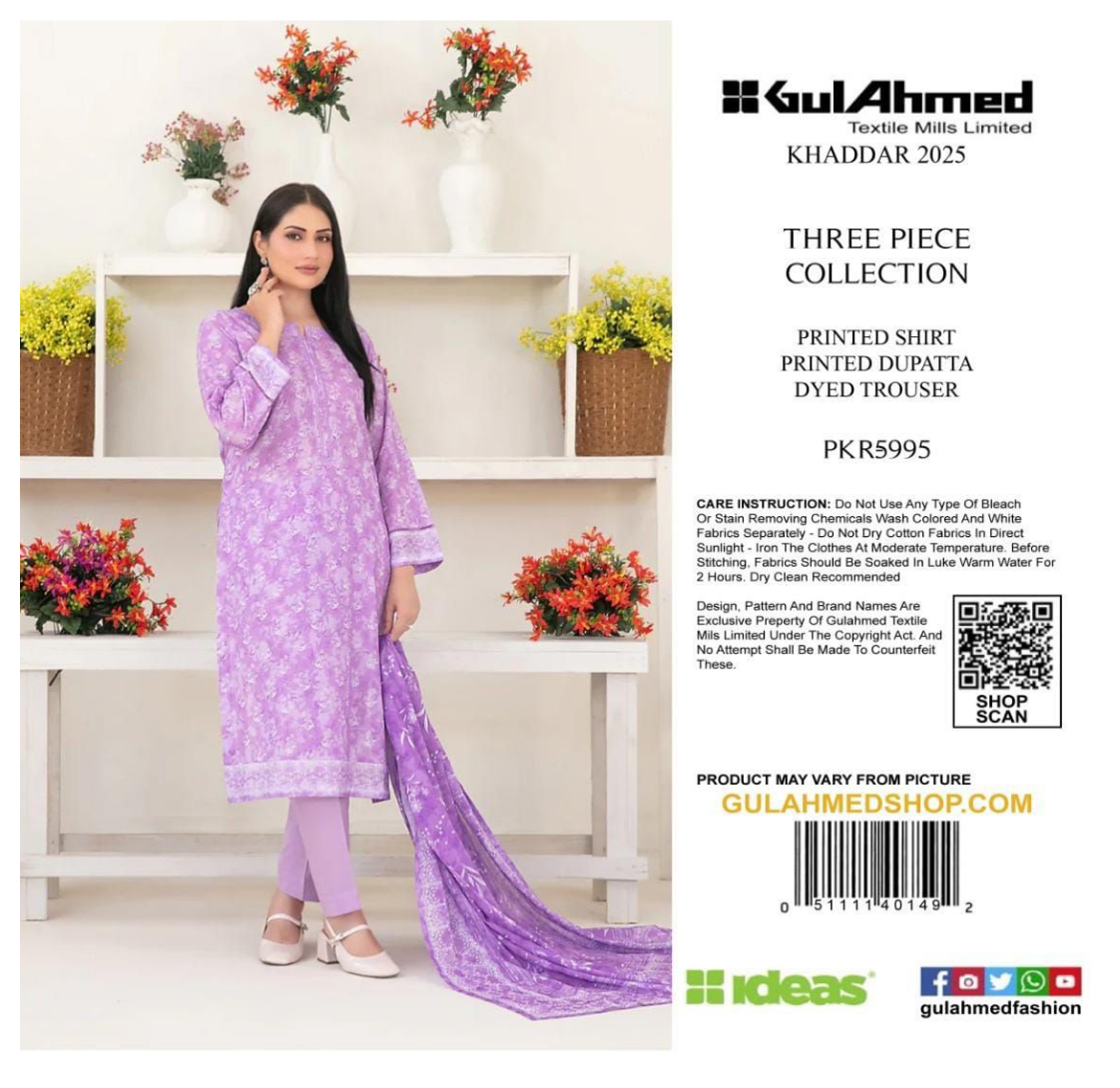 GUL AHMED PRINTED KHADDAR 3PC