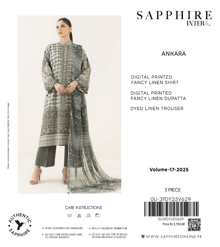 Sapphire Intermix Fancy Print Linen 3PC | Ankara