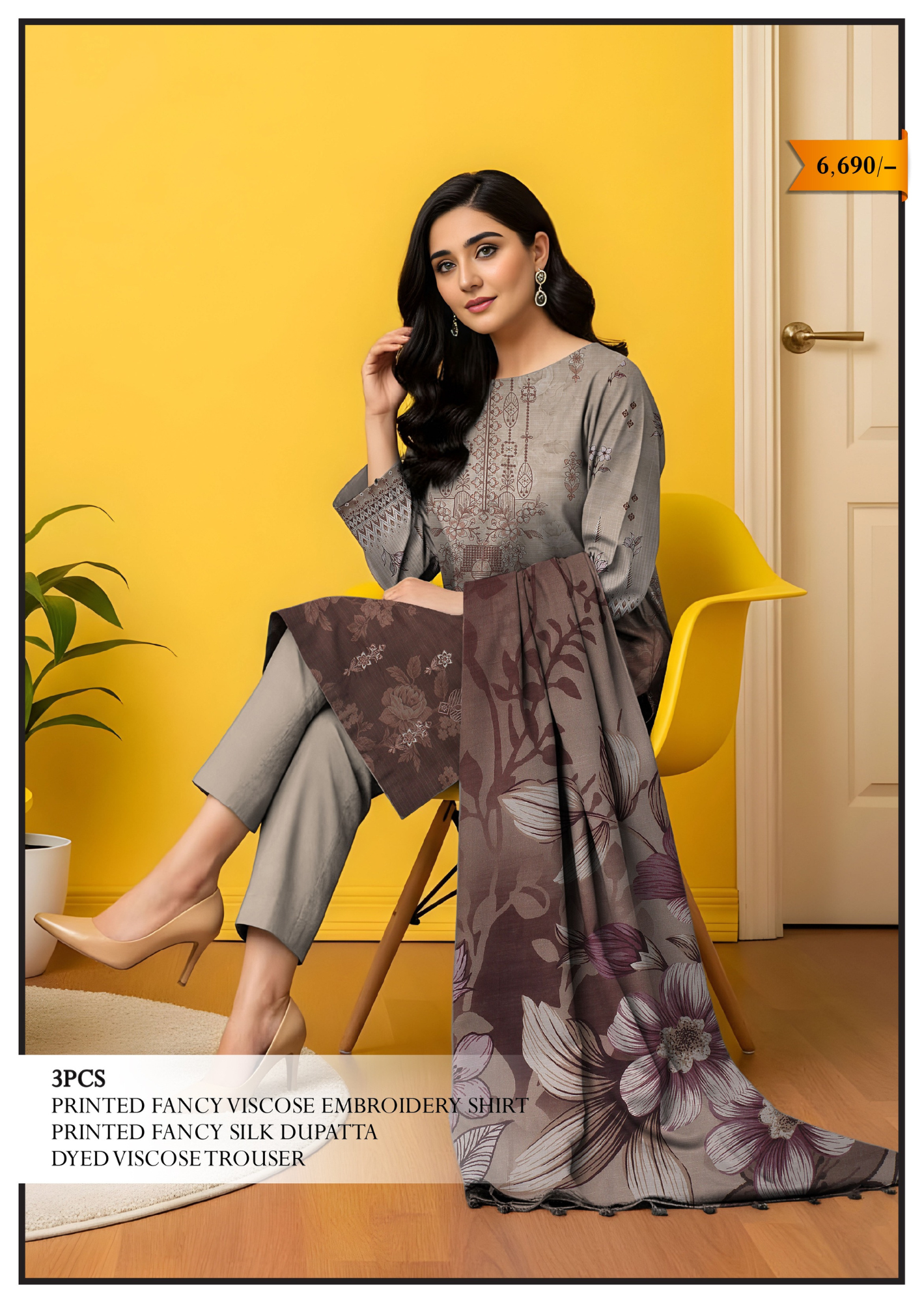 Nishaa Fancy Viscose Embroidery 3PC | A-2
