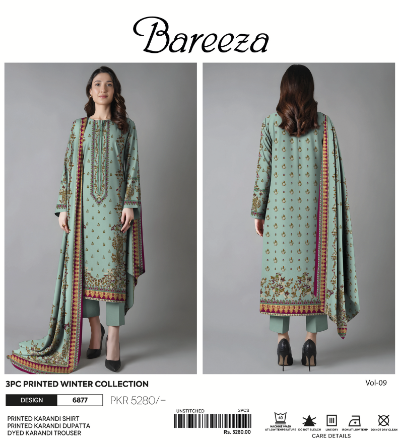 BAREEZ PRINTED KARANDI 3PC