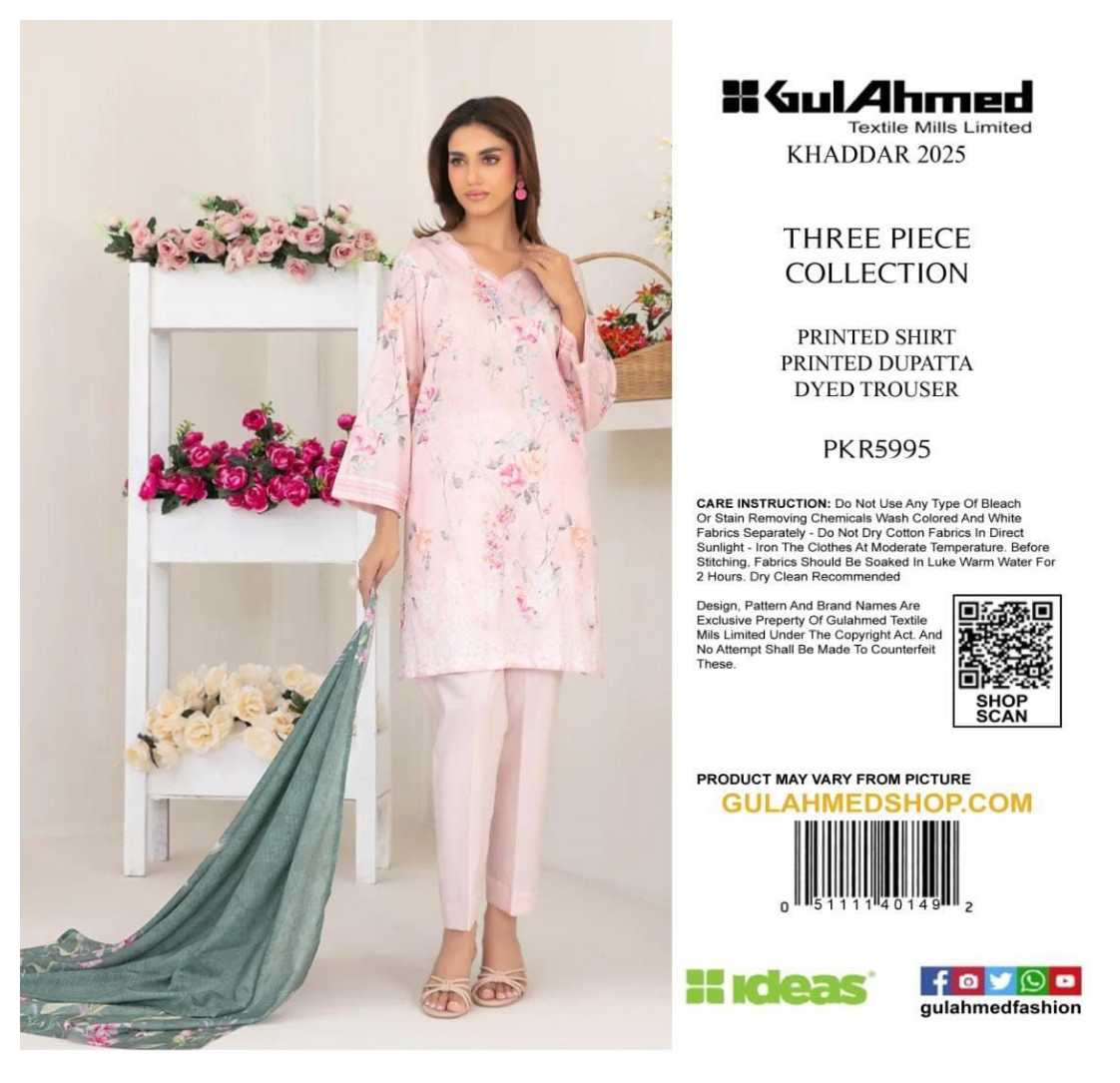 GUL AHMED PRINTED KHADDAR 3PC