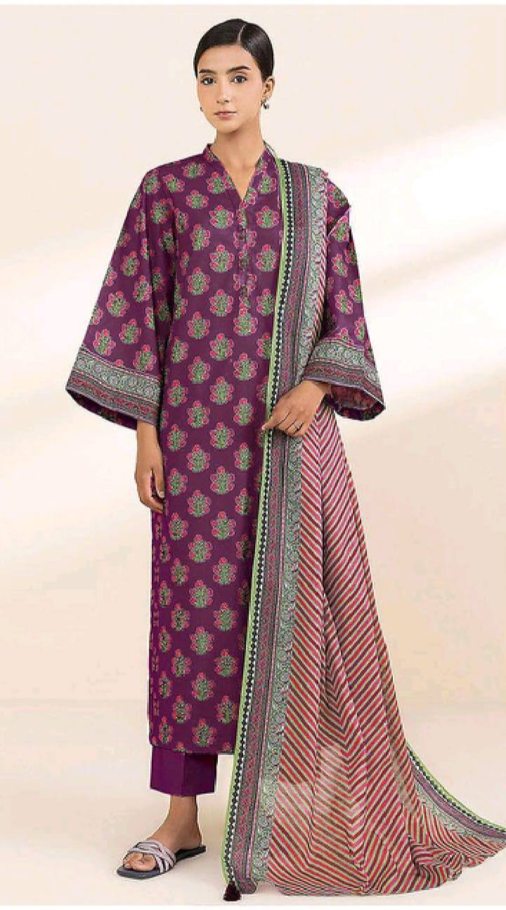 Sapphire Linen Print 3PC Gonca