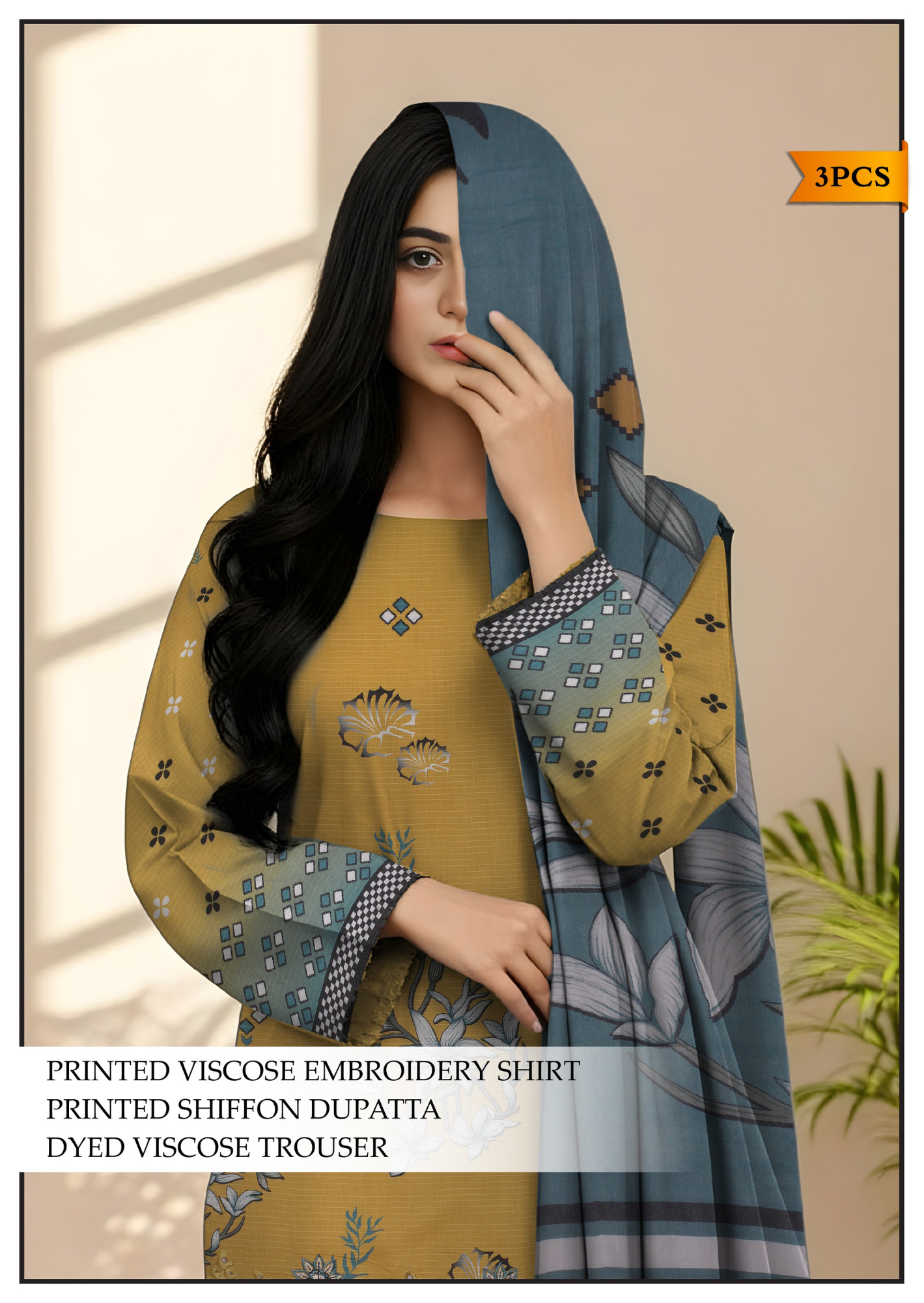 Bareeze Viscous Embroidery Print 3PC | A-3