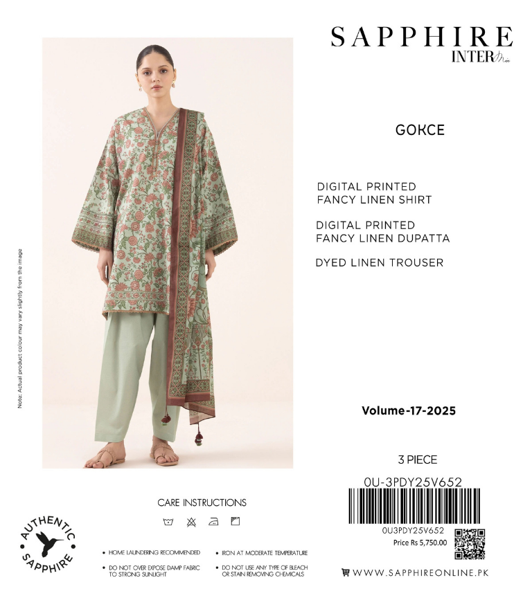 Sapphire Intermix Fancy Print Linen 3PC | Gokce