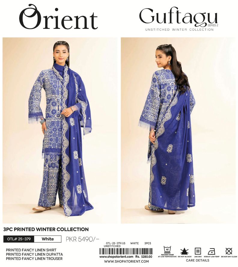 Orient Print Fancy Linen 3PC D-6