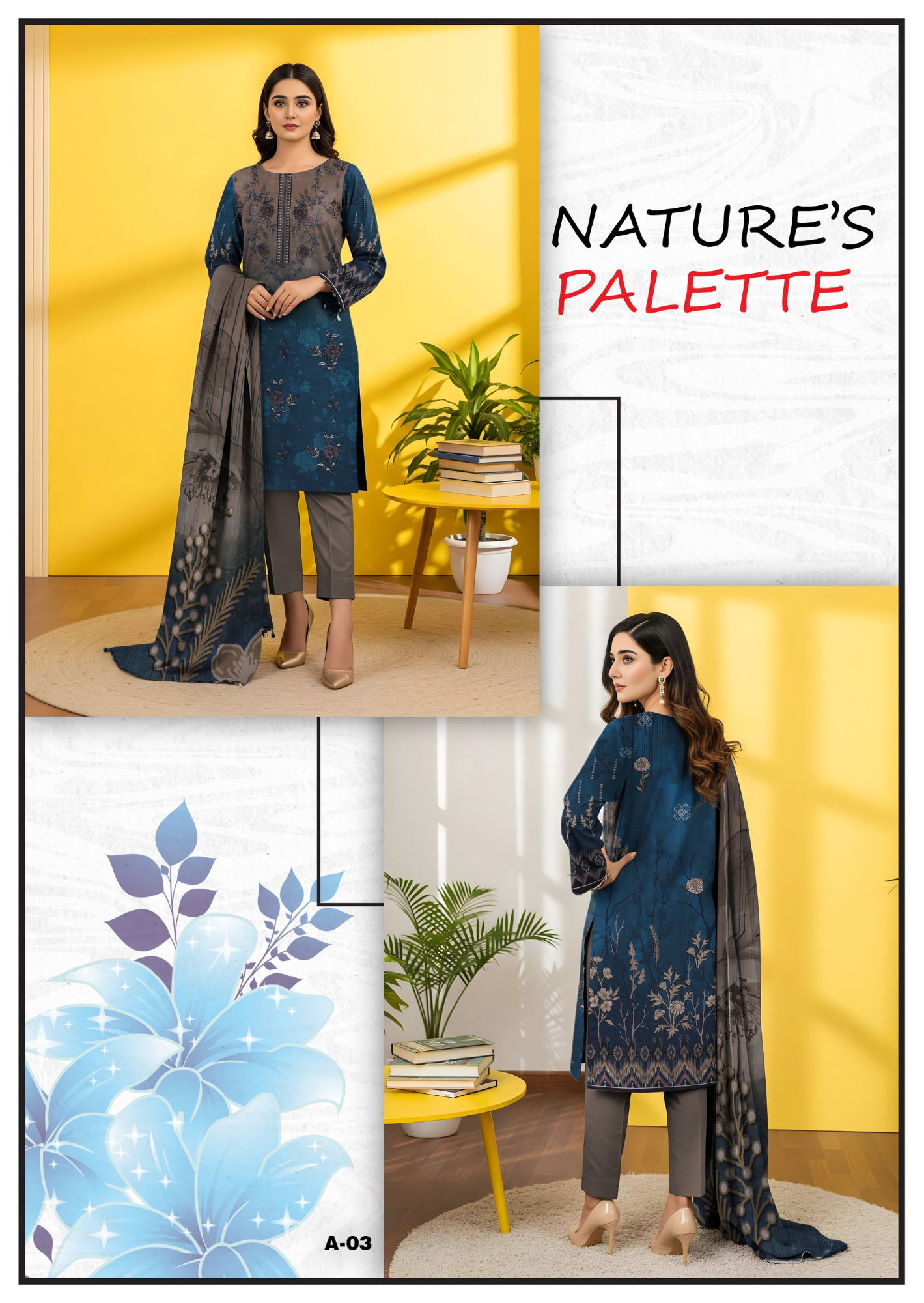 Nishaa Fancy Viscose Embroidery 3PC | A-3