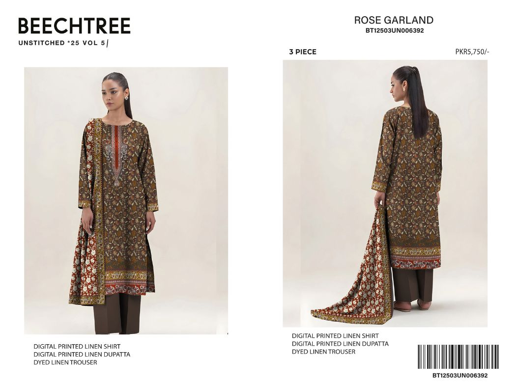 Beechtree Digital Printed Linen 3PC | BT12501UN007073