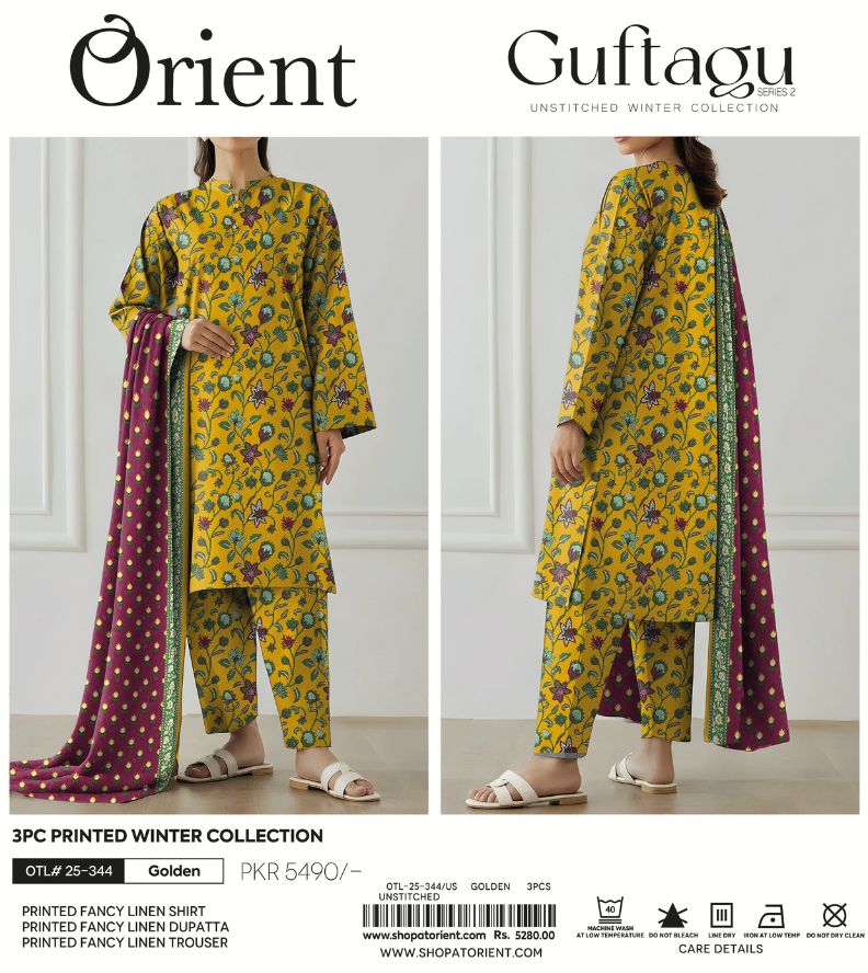 Orient Print Fancy Linen 3PC D-7