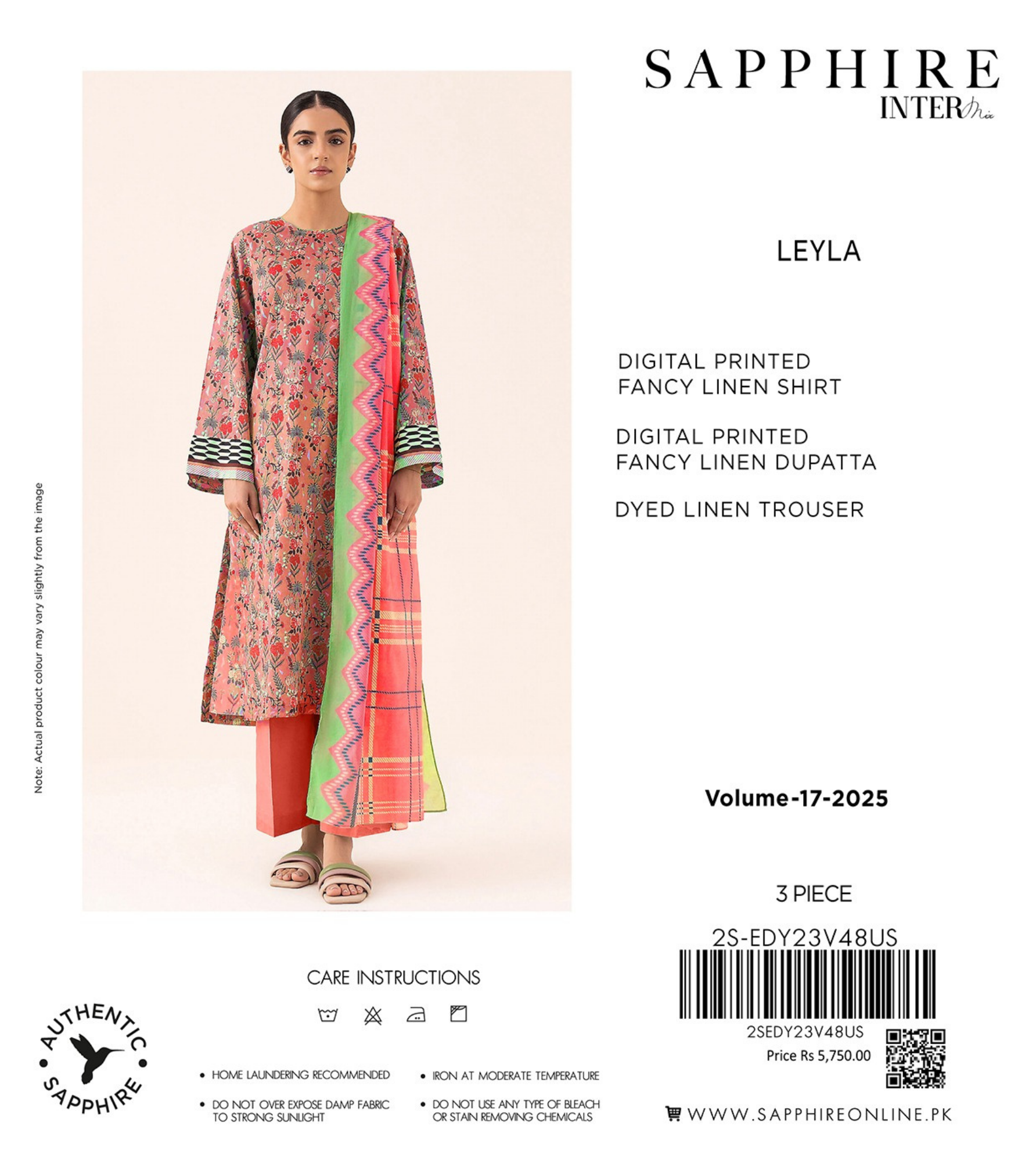 Sapphire Intermix Fancy Print Linen 3PC | Leyla