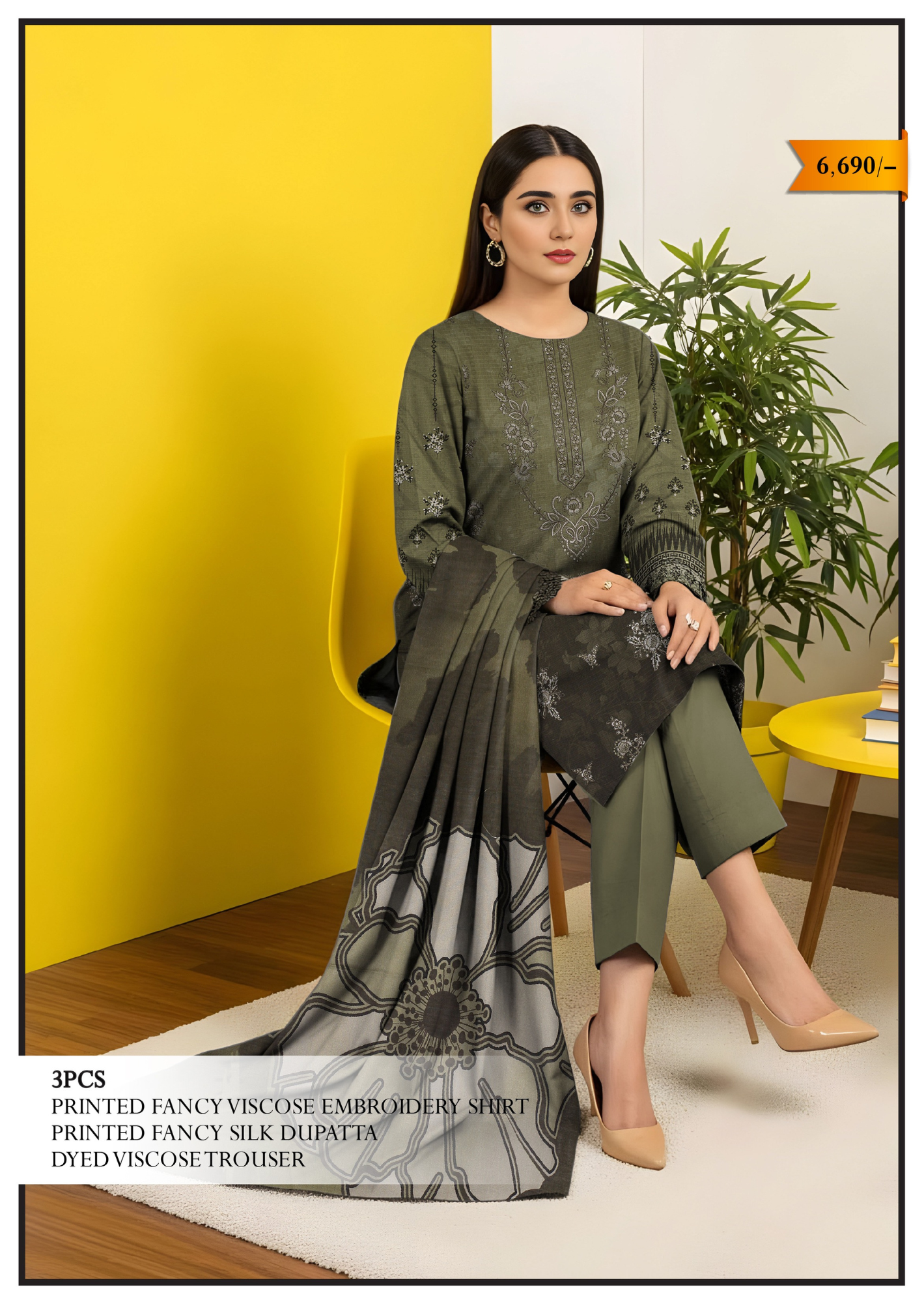Nishaa Fancy Viscose Embroidery 3PC | A-4