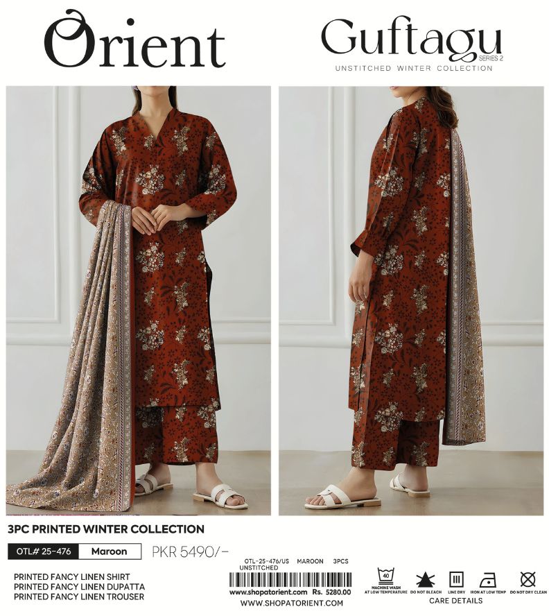 Orient Print Fancy Linen 3PC D-8