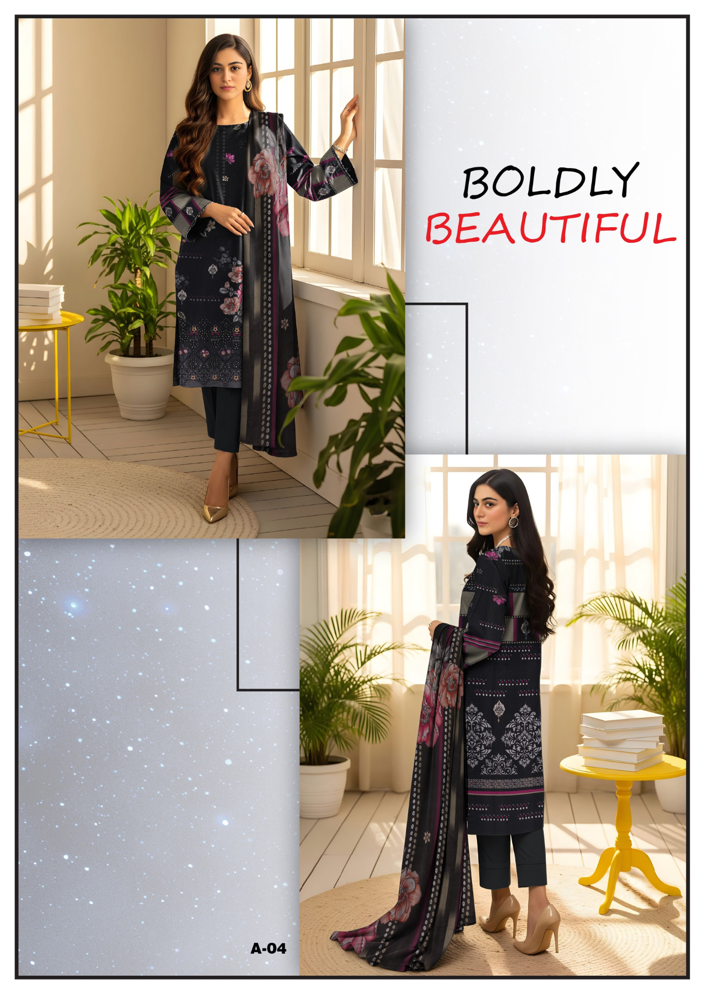 Bareeze Viscous Embroidery Print 3PC | A-4