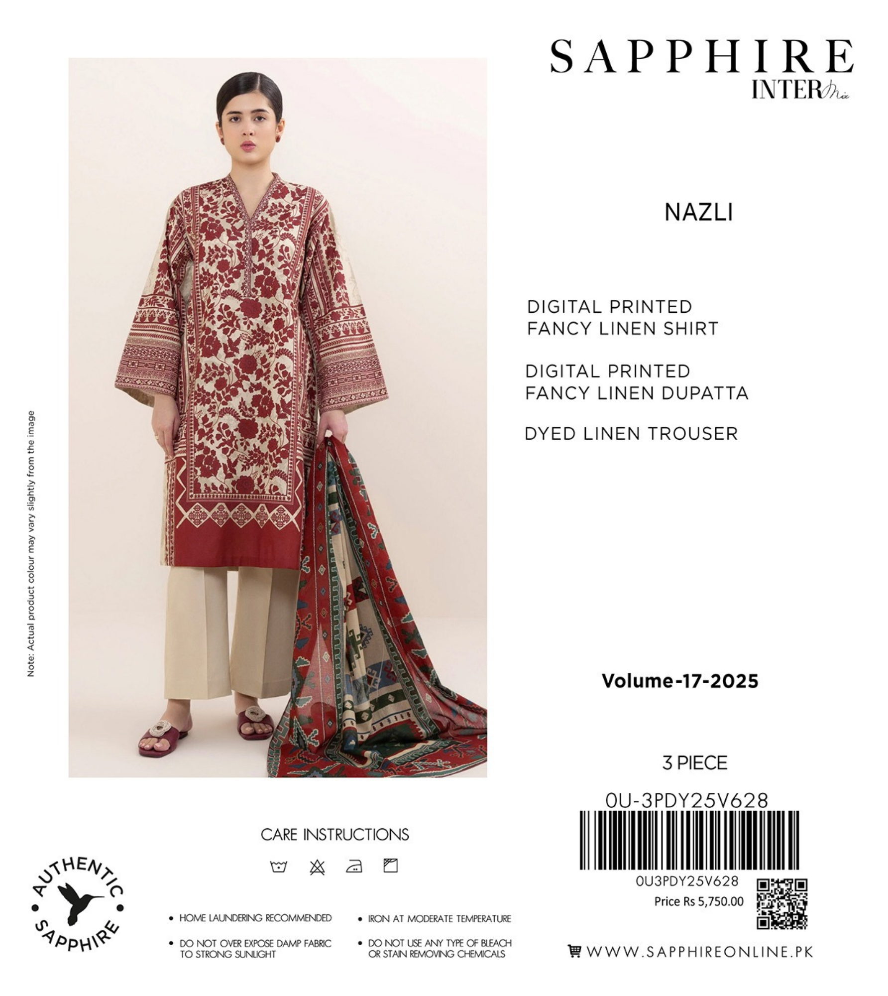 Sapphire Intermix Fancy Print Linen 3PC | Nazli
