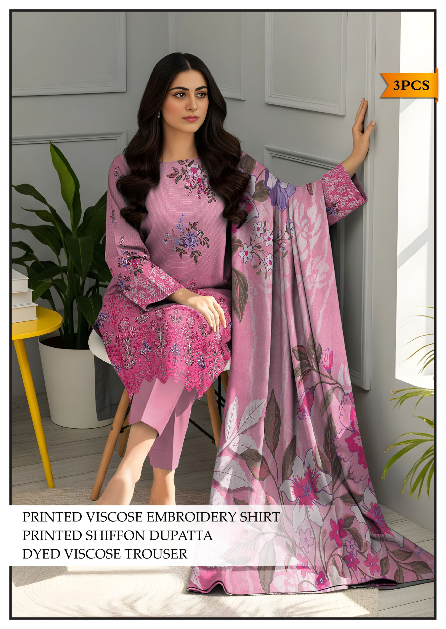 Bareeze Viscous Embroidery Print 3PC | A-5