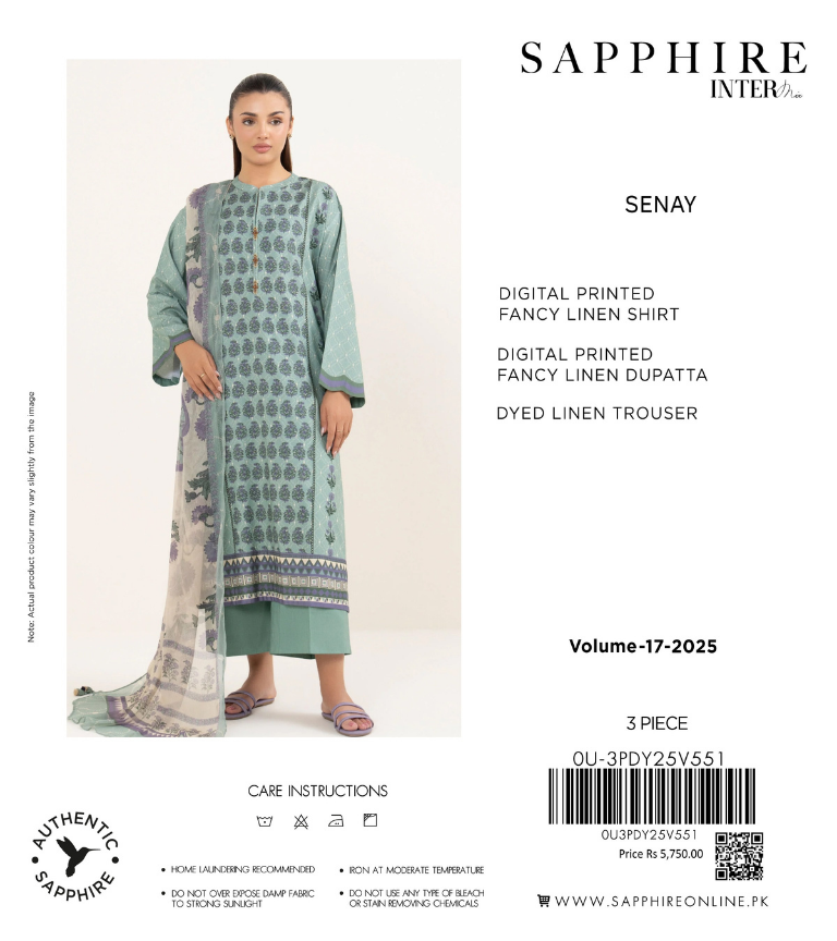 Sapphire Intermix Fancy Print Linen 3PC | Senay