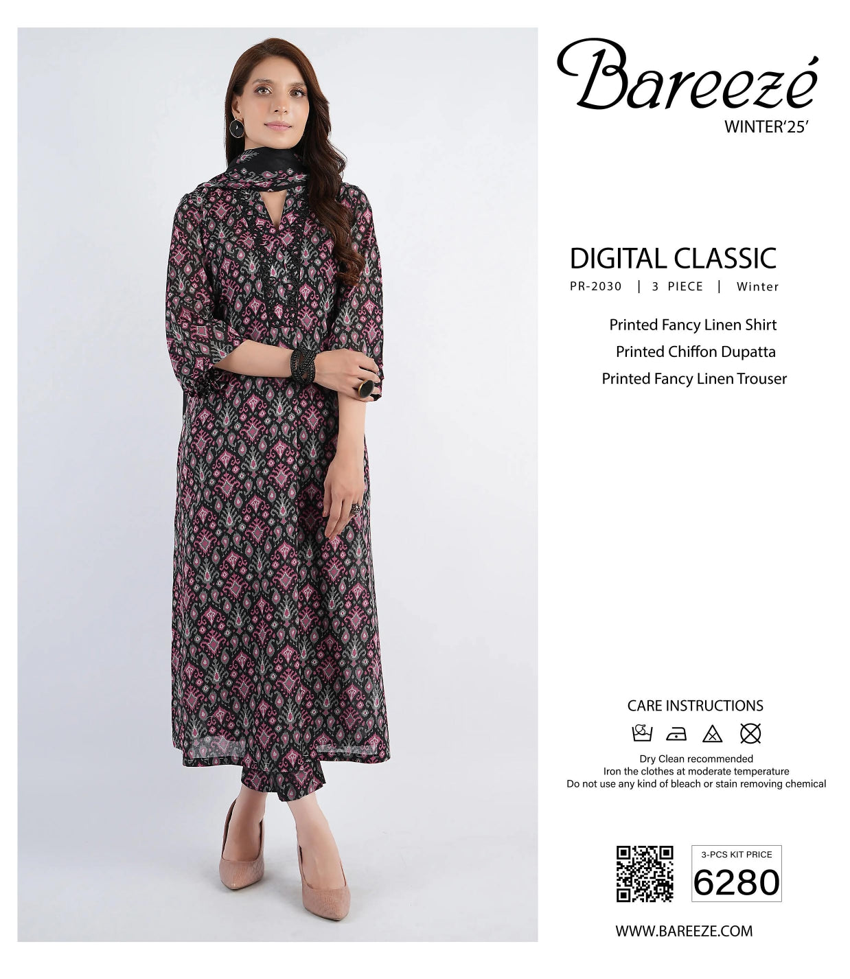 Bareeze Digital Print Linen 3PC D-1