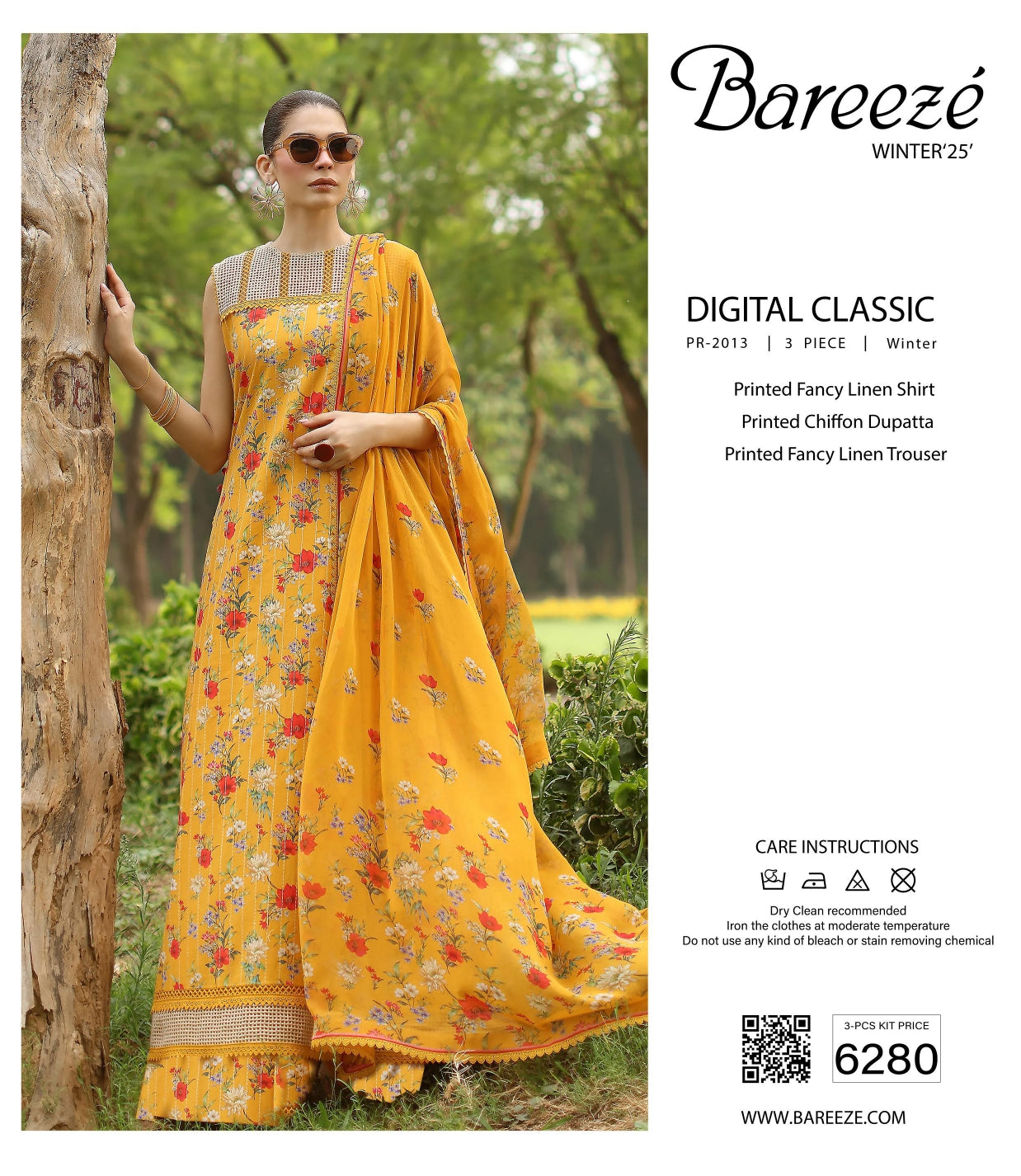 Bareeze Digital Print Linen 3PC D-3