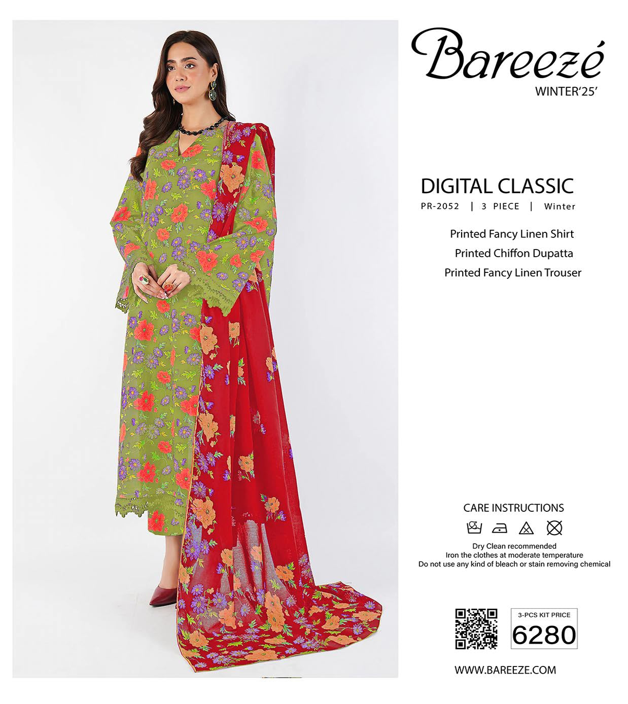 Bareeze Digital Print Linen 3PC D-4
