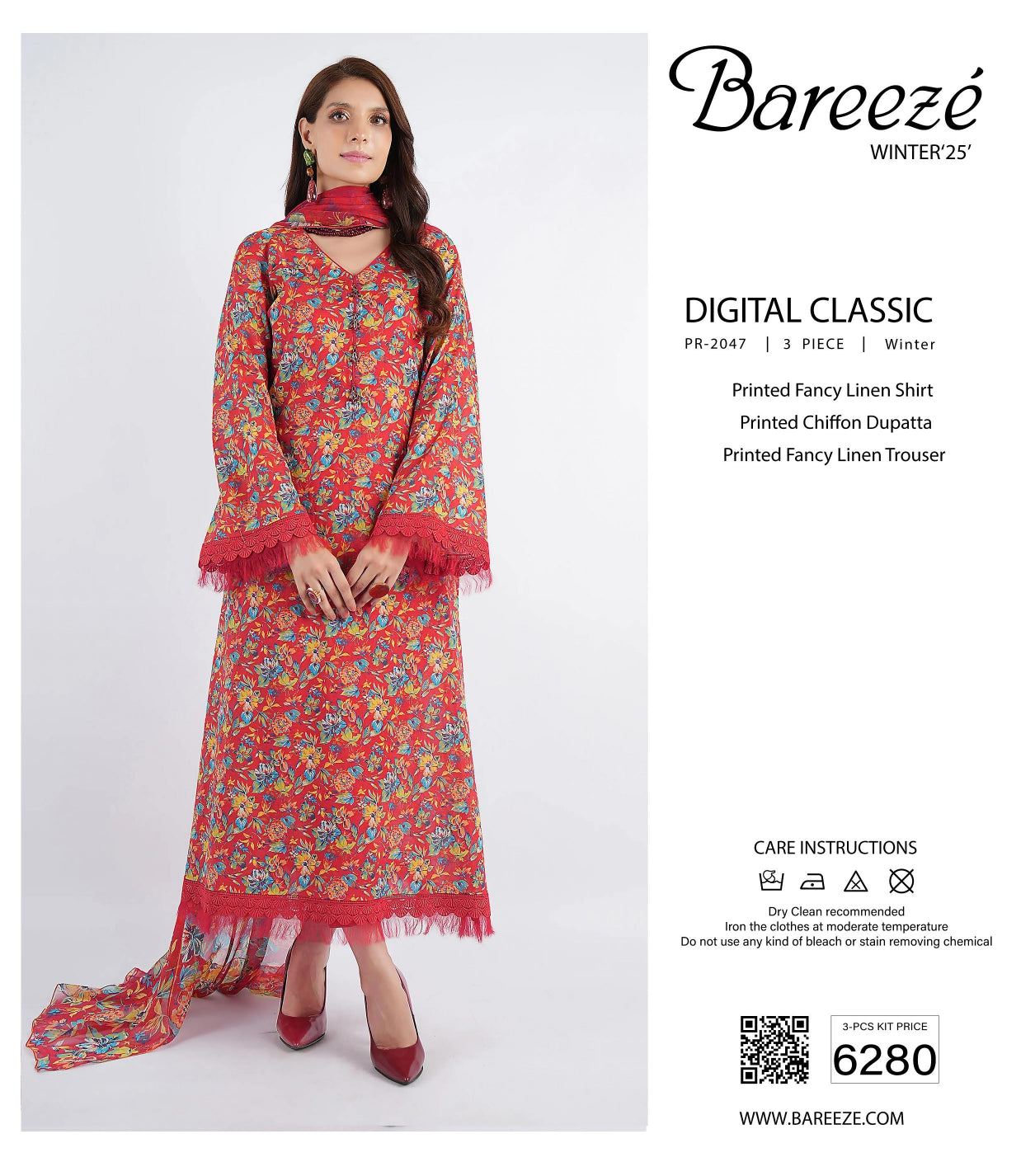 Bareeze Digital Print Linen 3PC D-7