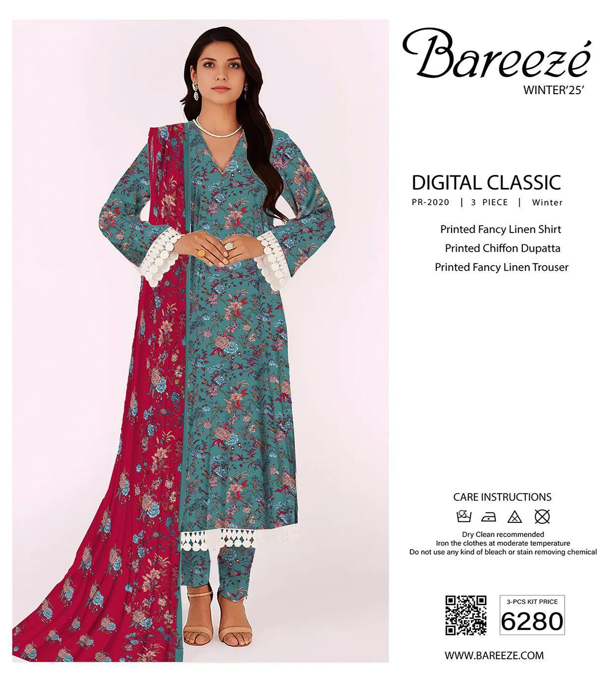 Bareeze Digital Print Linen 3PC D-8