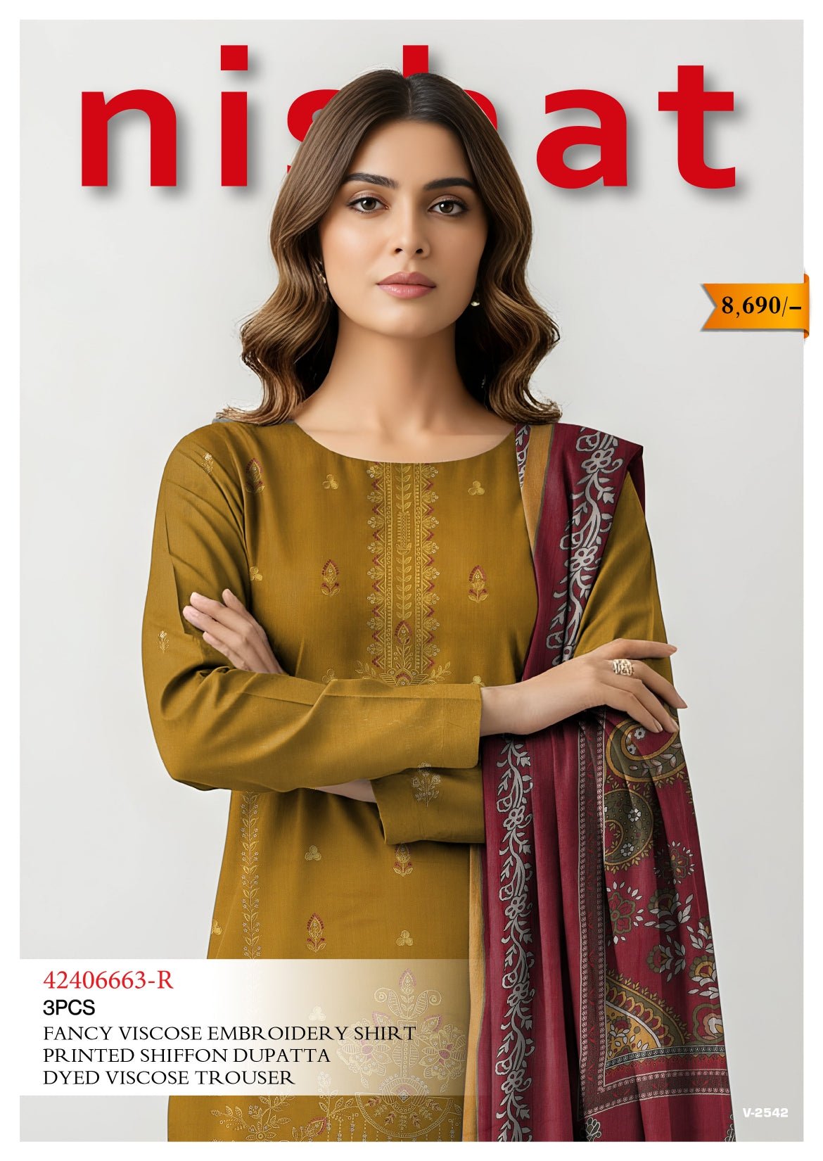 Nishat Viscose Embroidery 3PC | 42406663-R